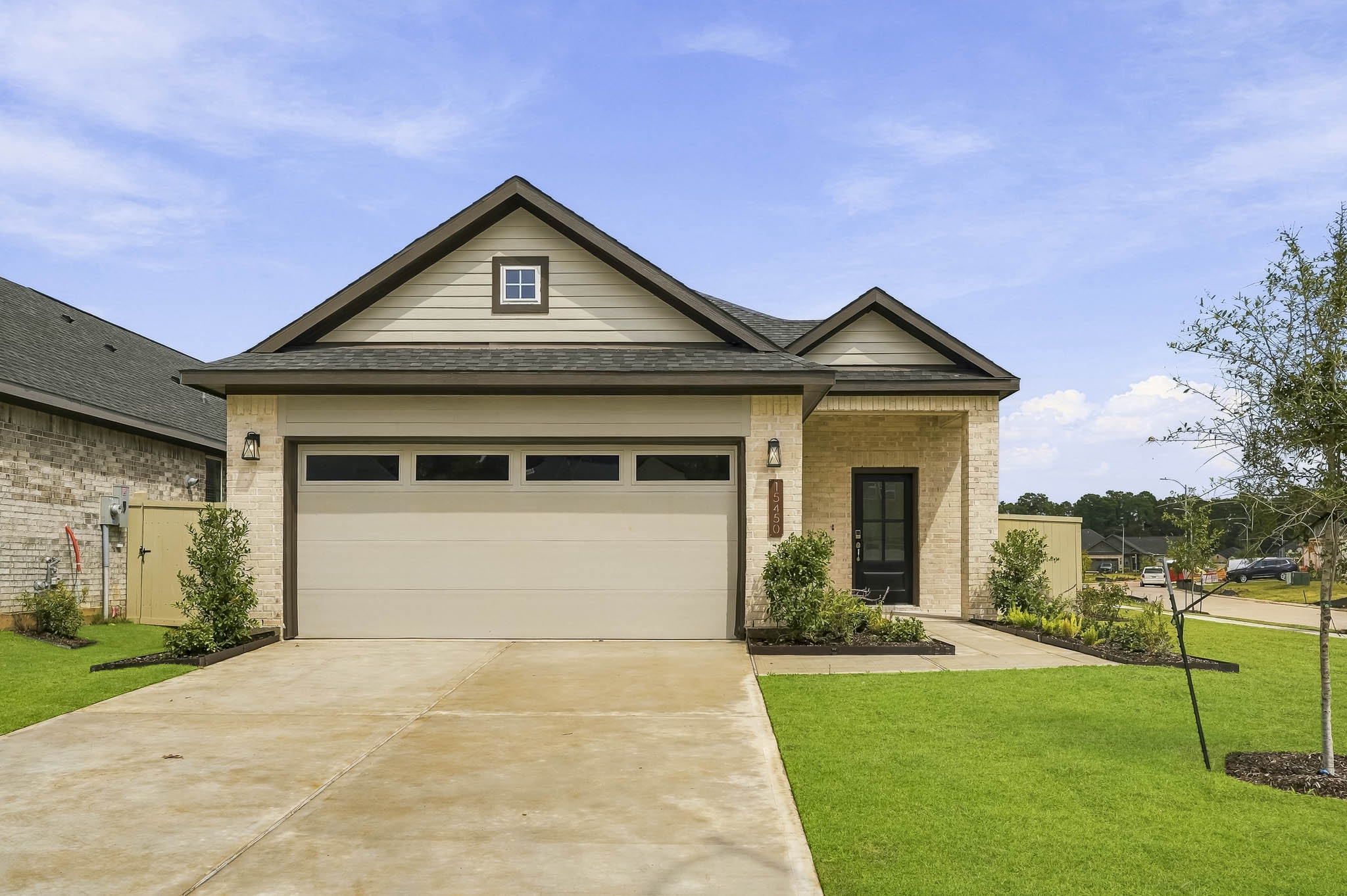 A house with a garage.