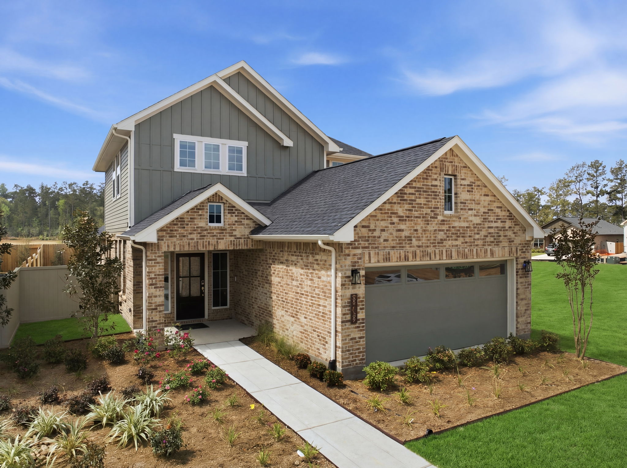 A house with a garage.