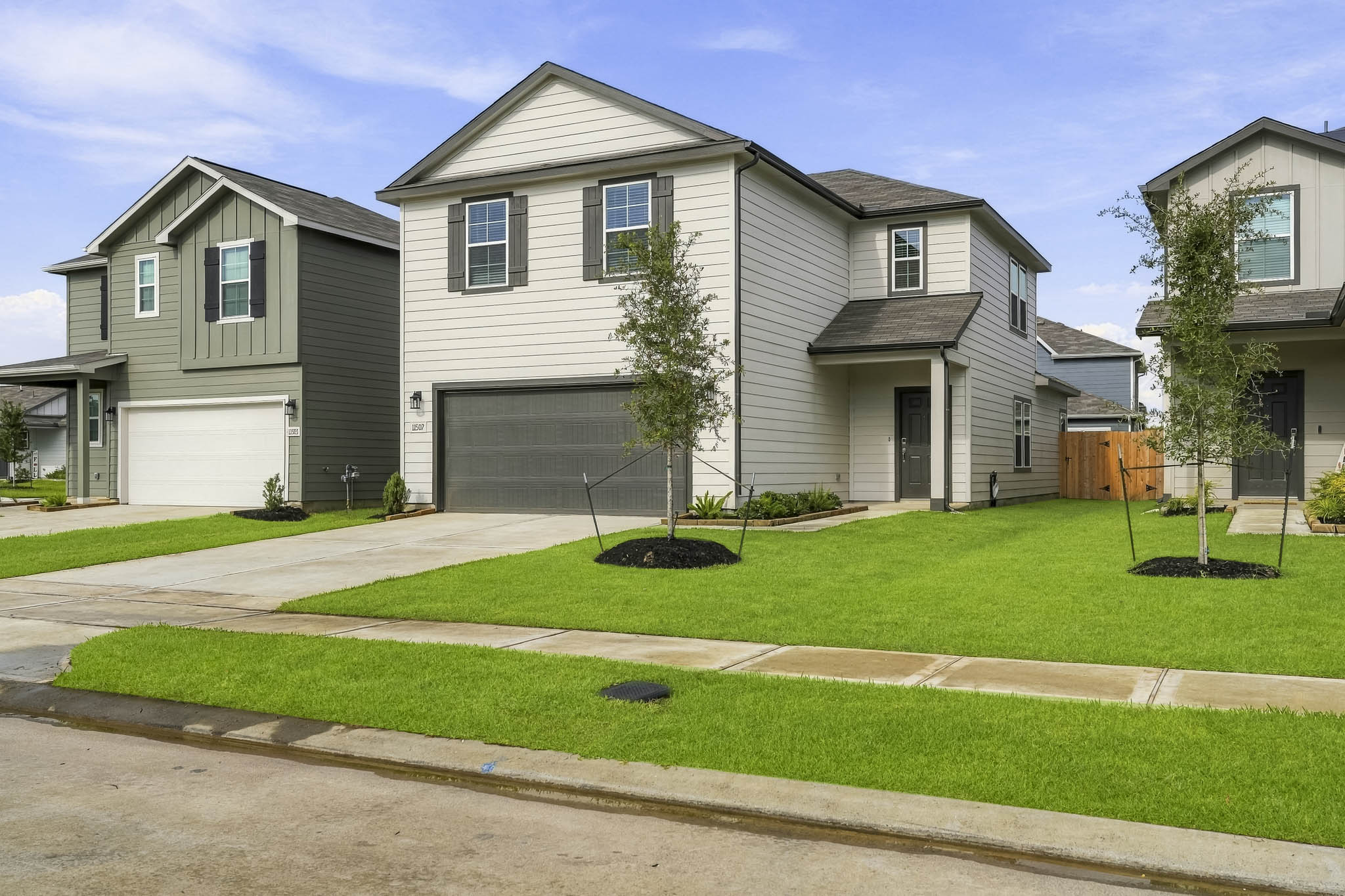 A house with a driveway.