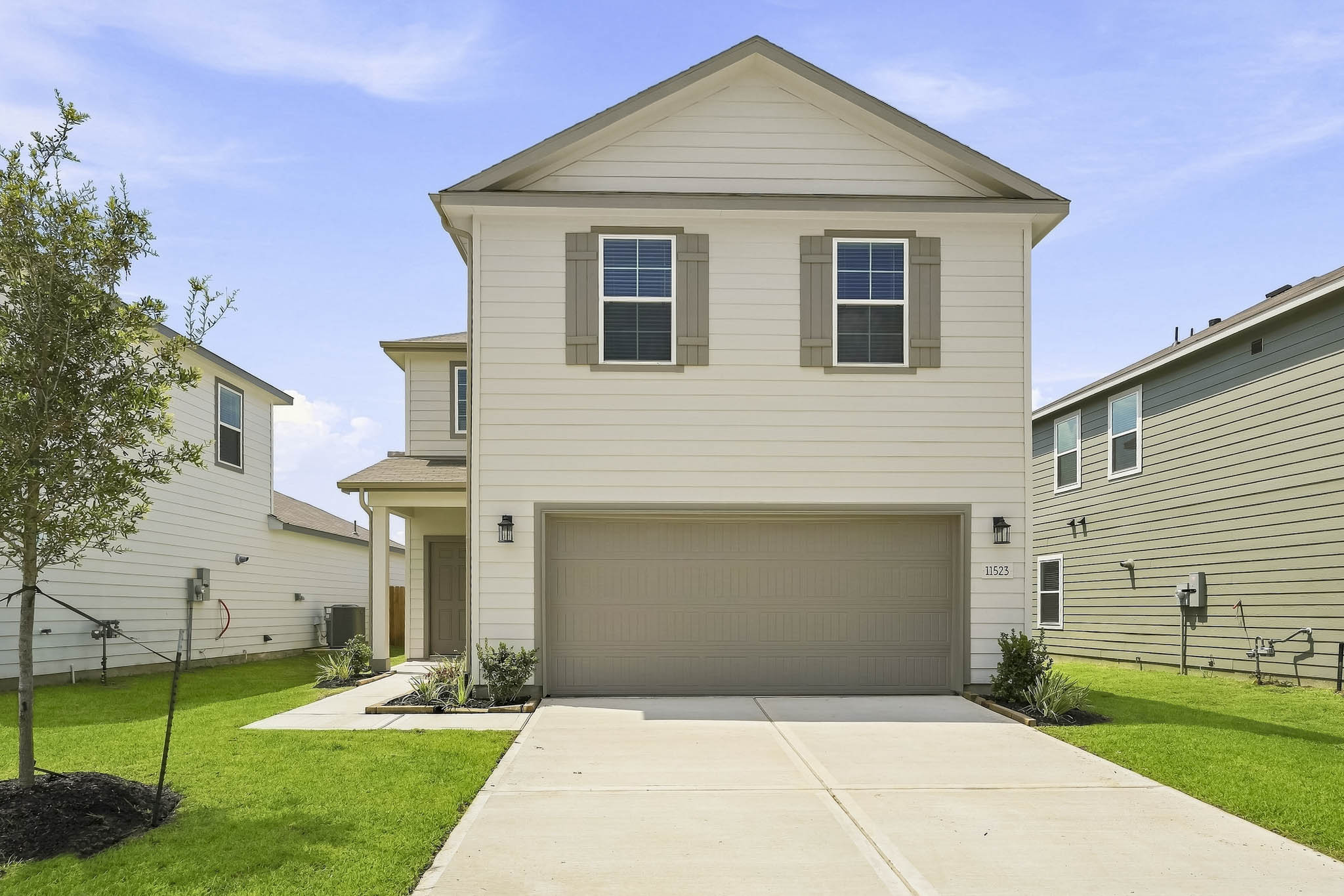 A house with a garage.