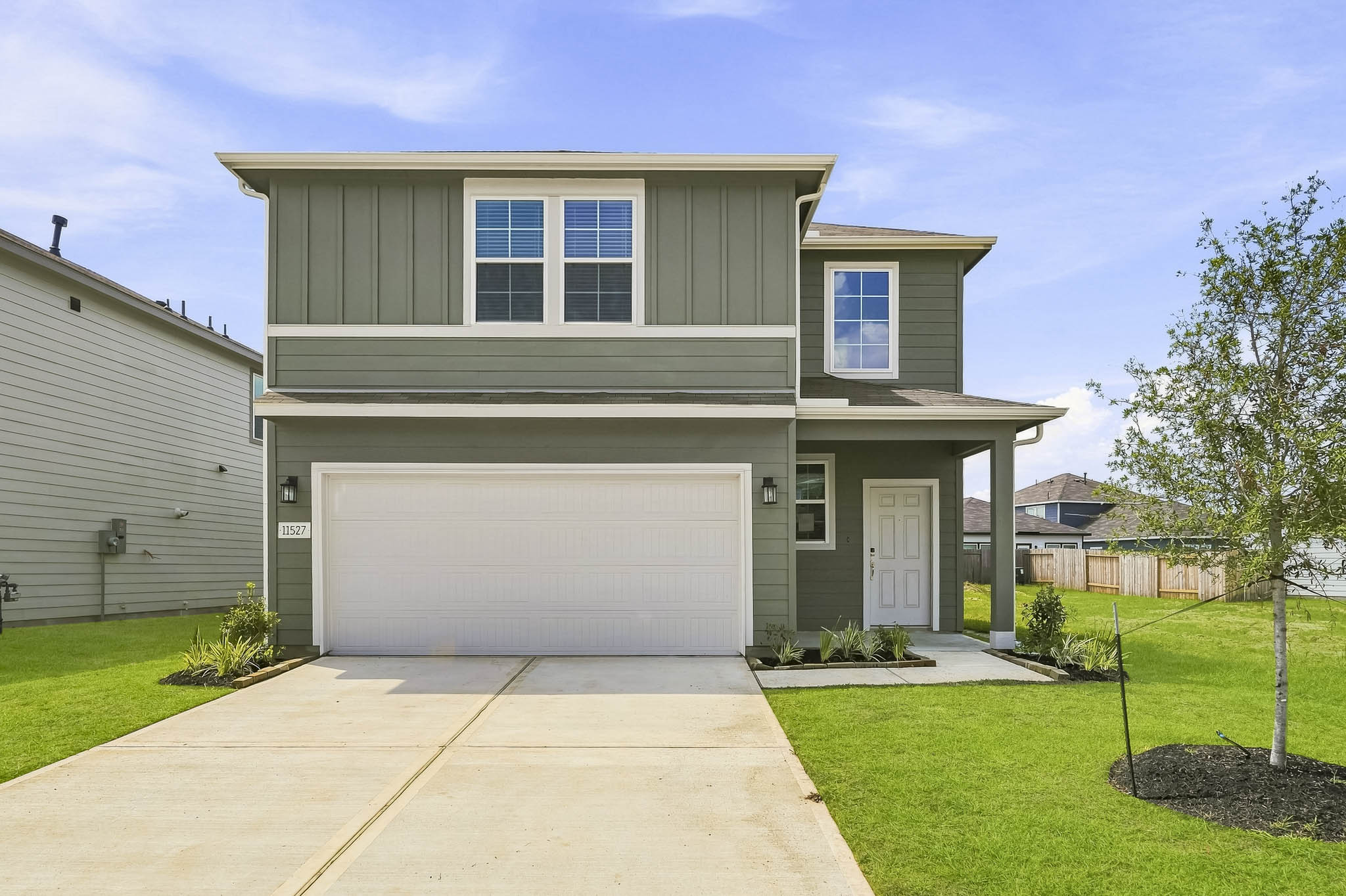 A house with a garage.