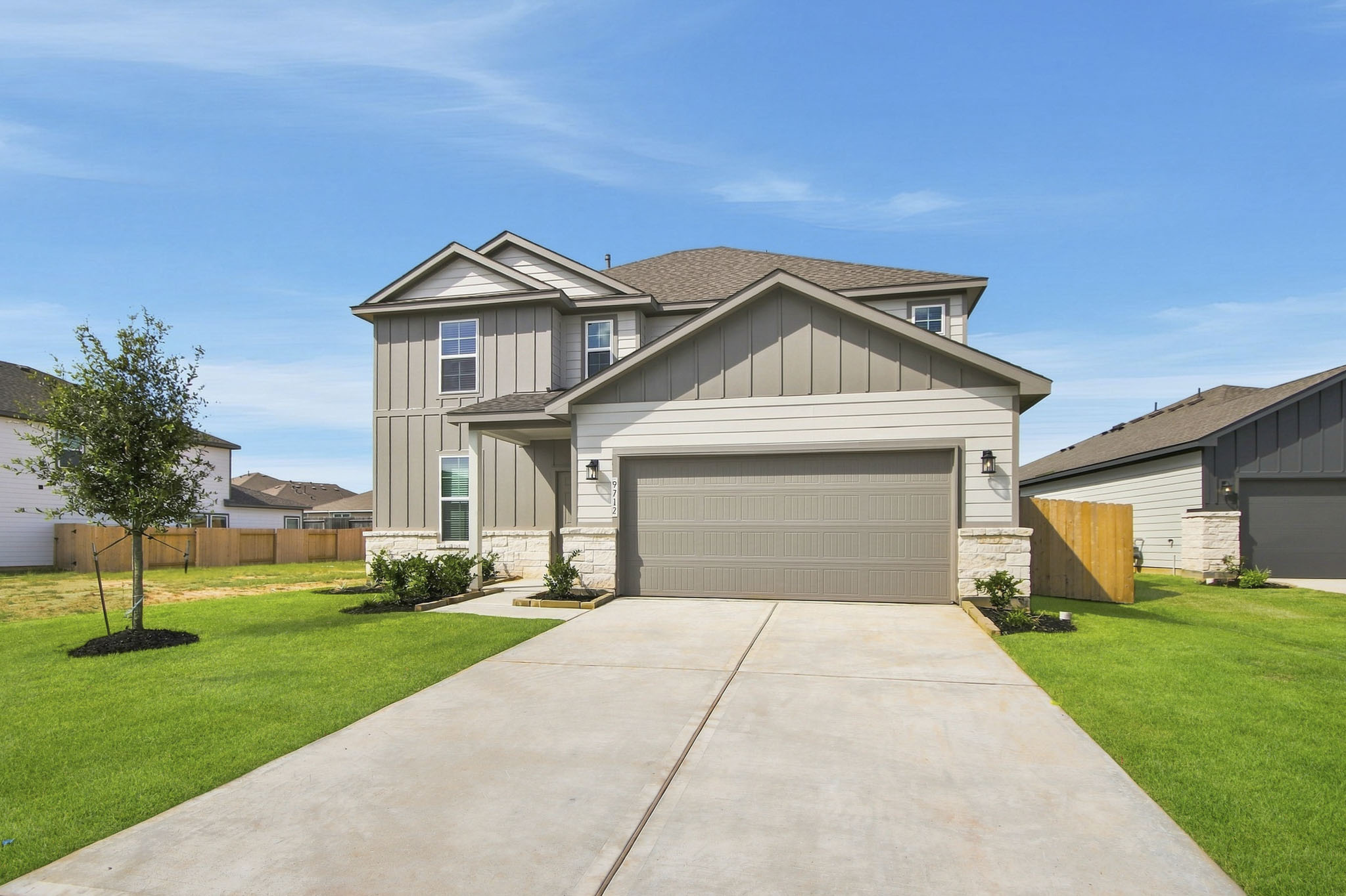 A house with a driveway.