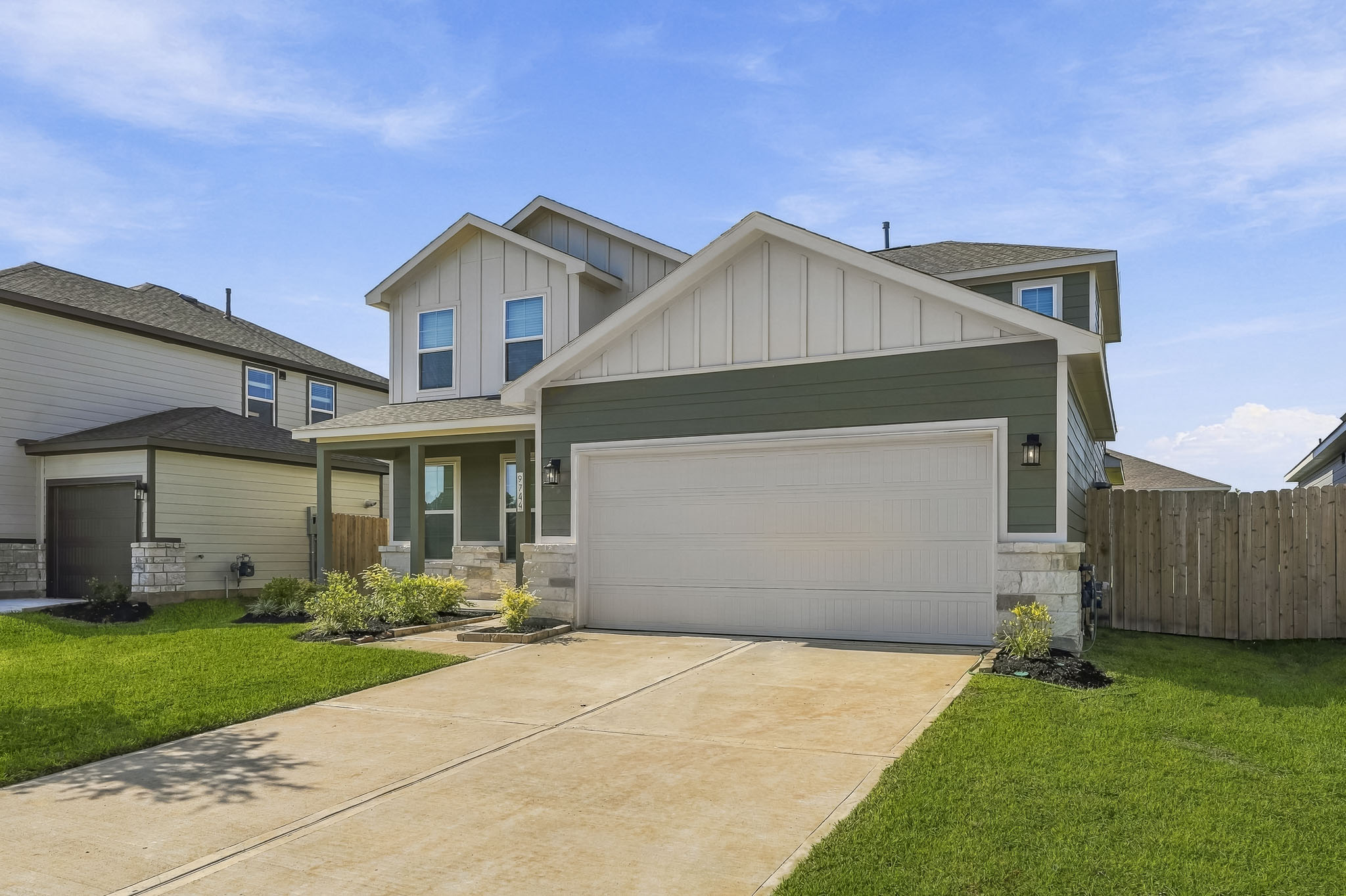 A house with a garage.