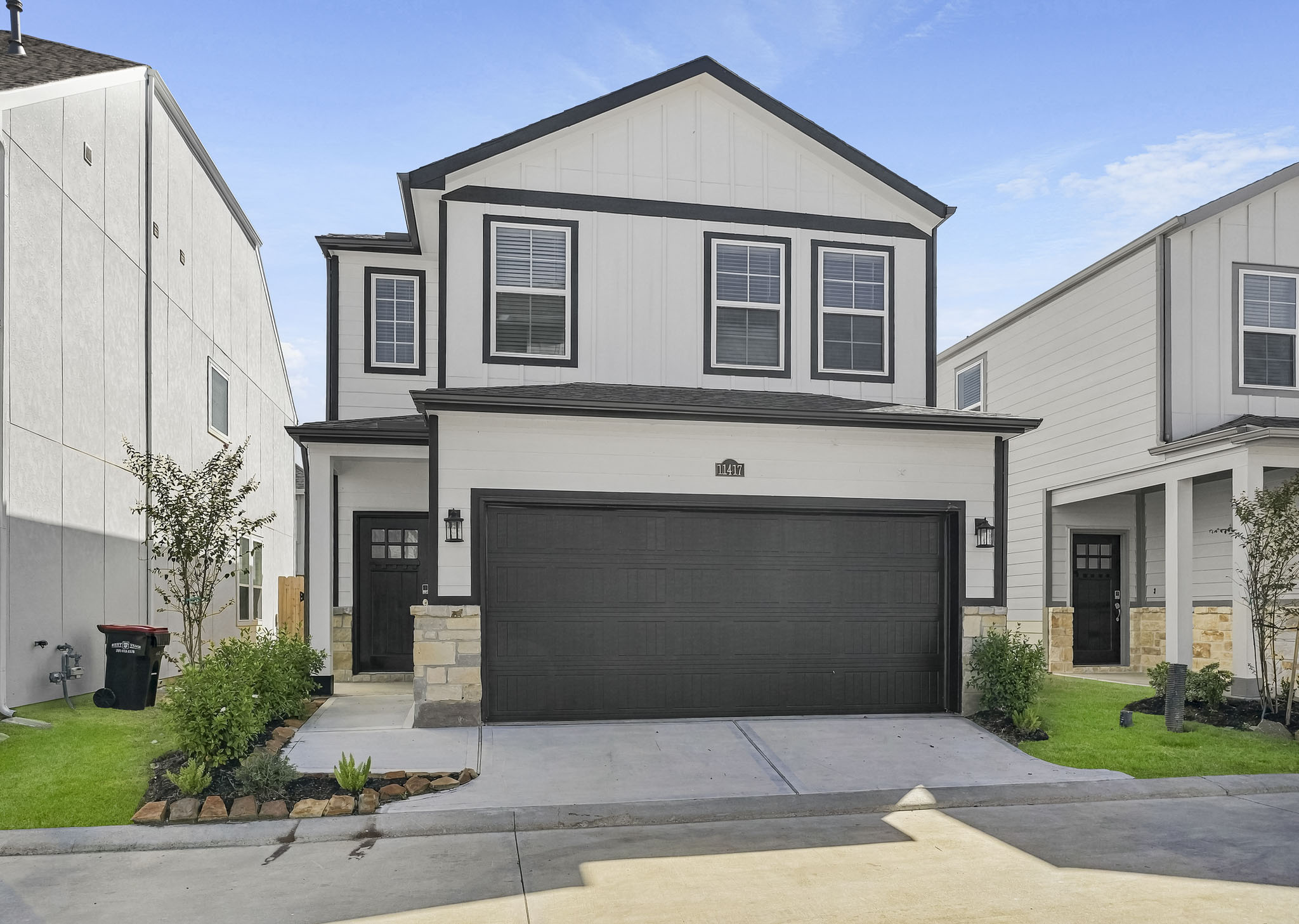 A garage in a neighborhood.
