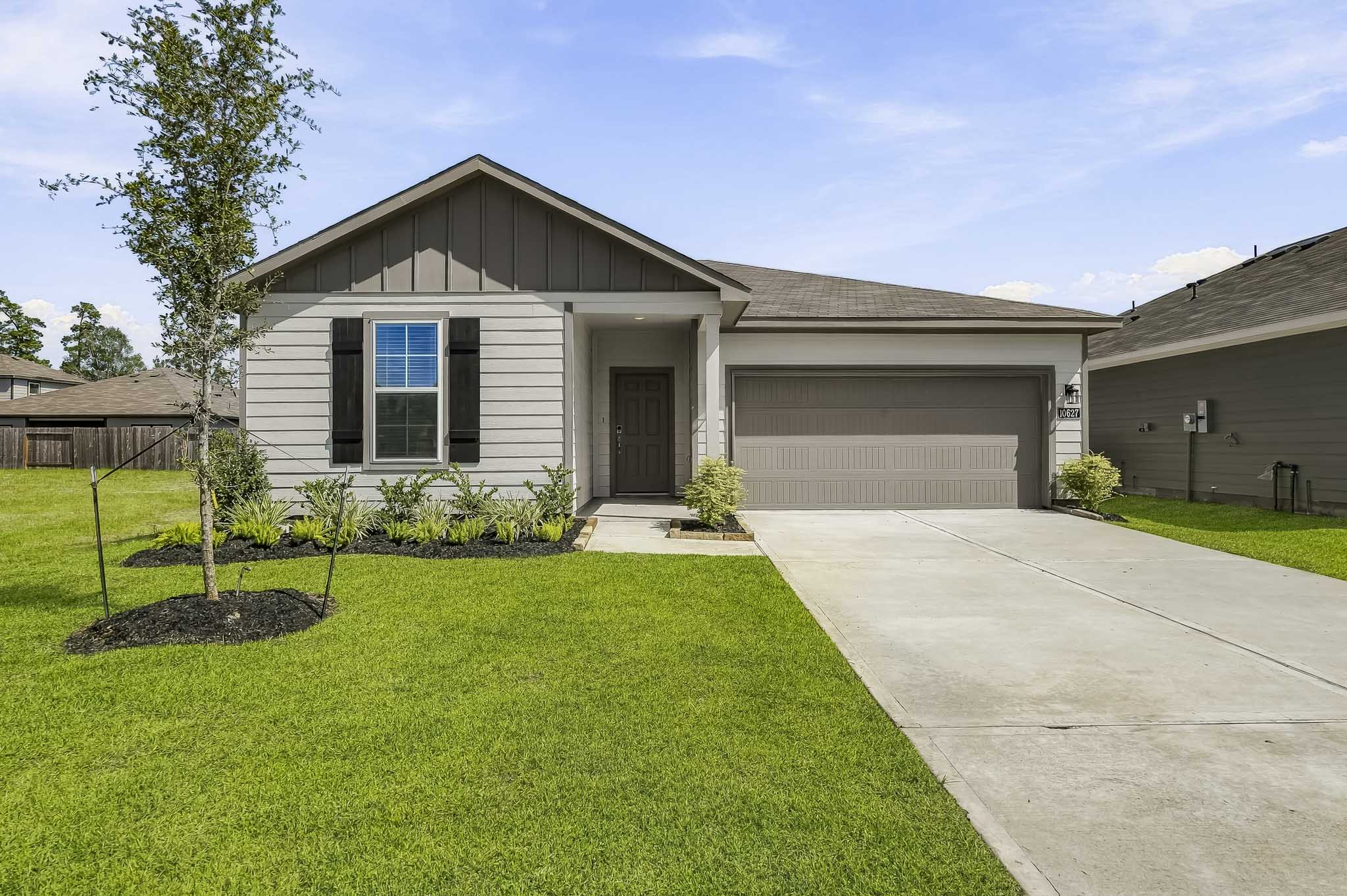 A house with a driveway.