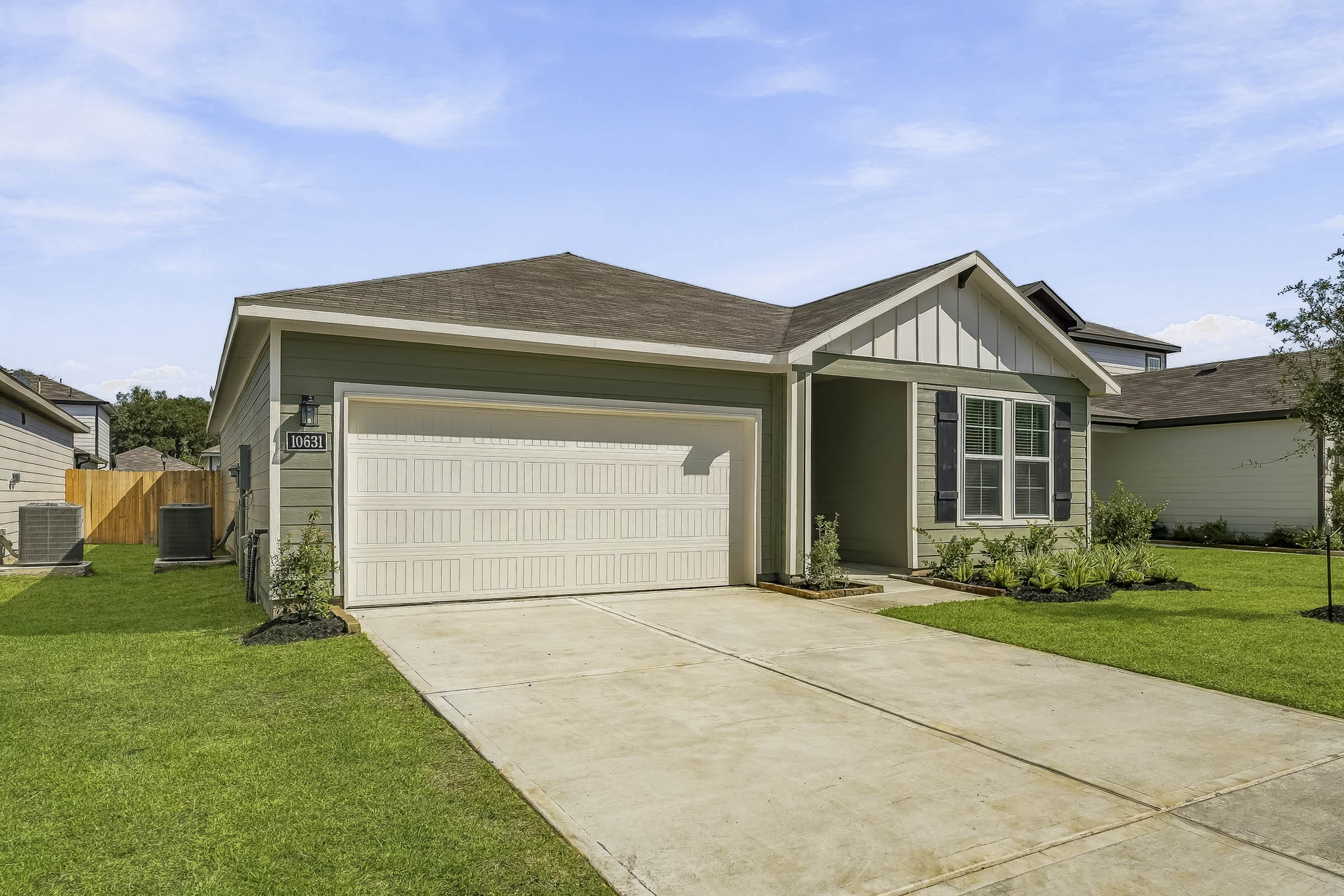 A house with a garage.