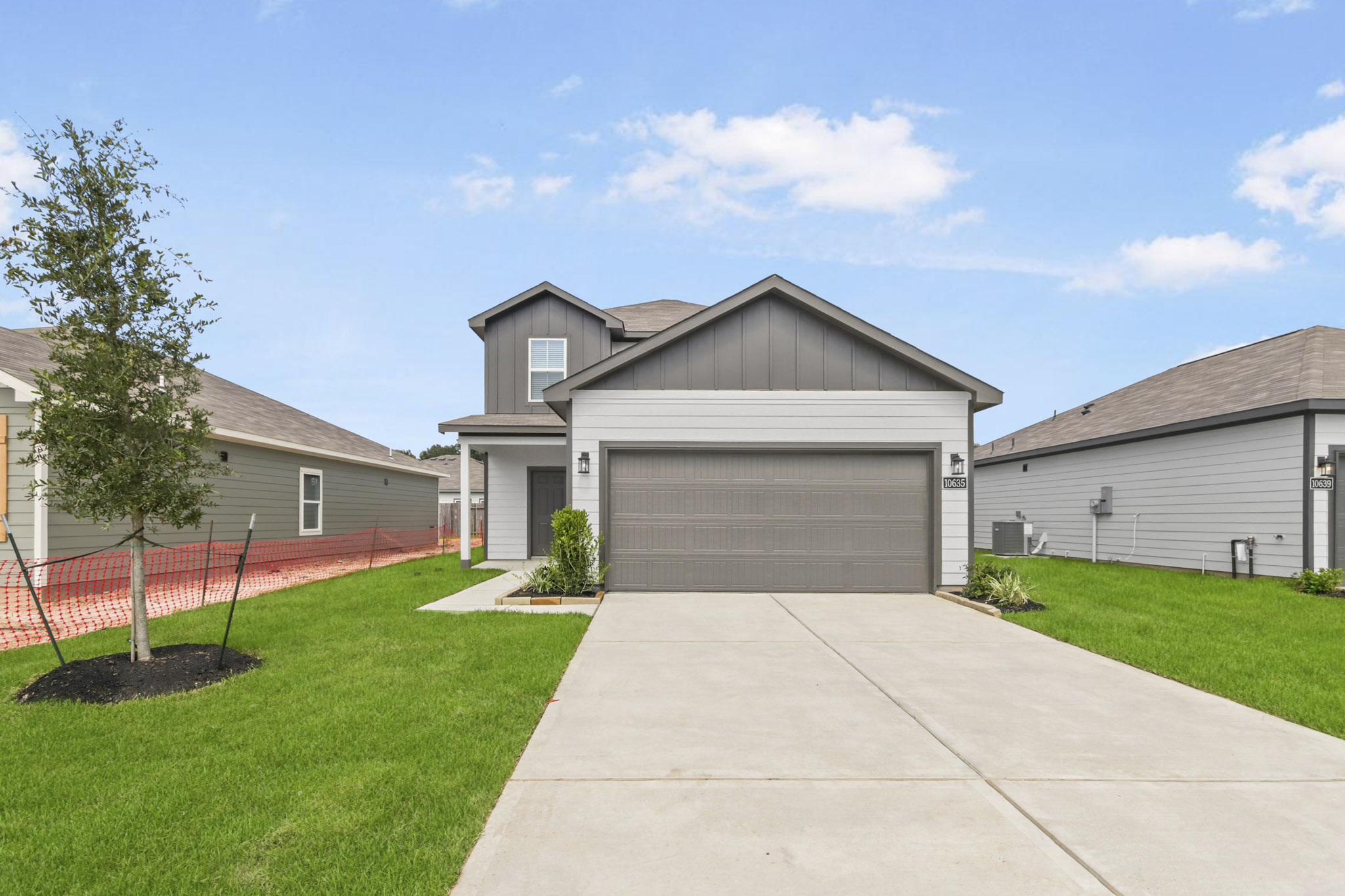 A house with a garage.