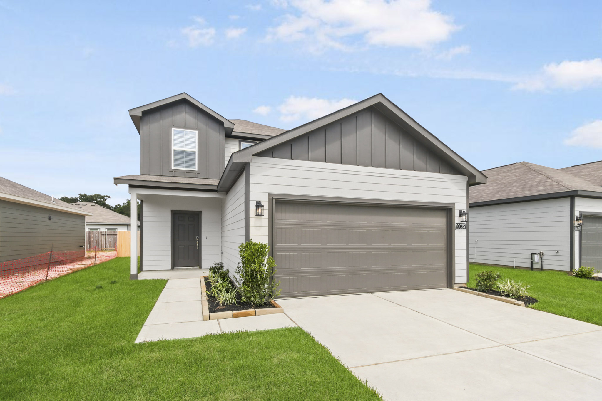 A house with a garage.