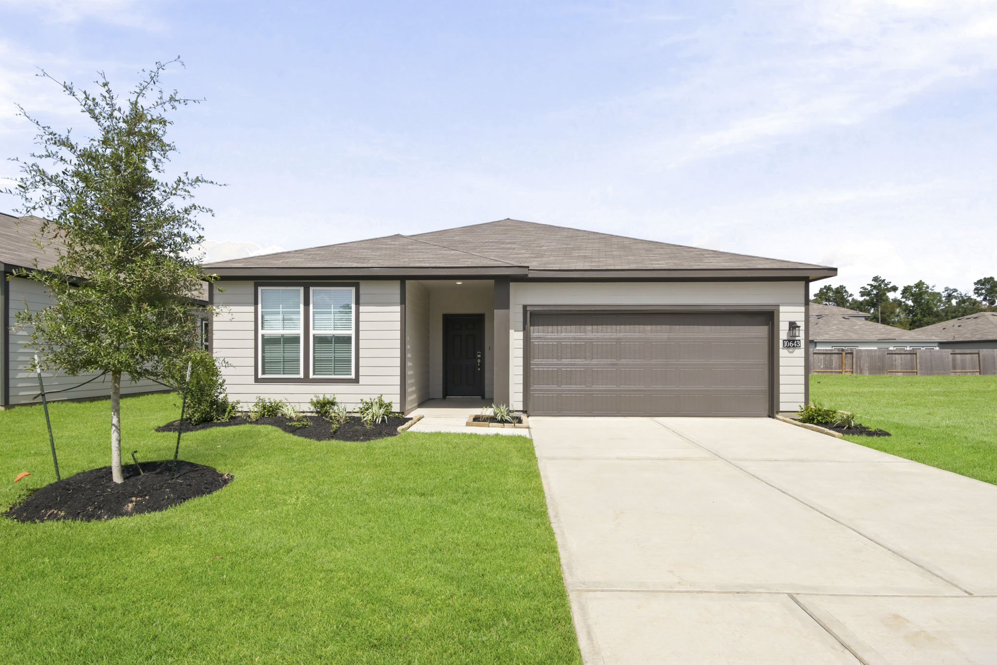 A house with a garage.