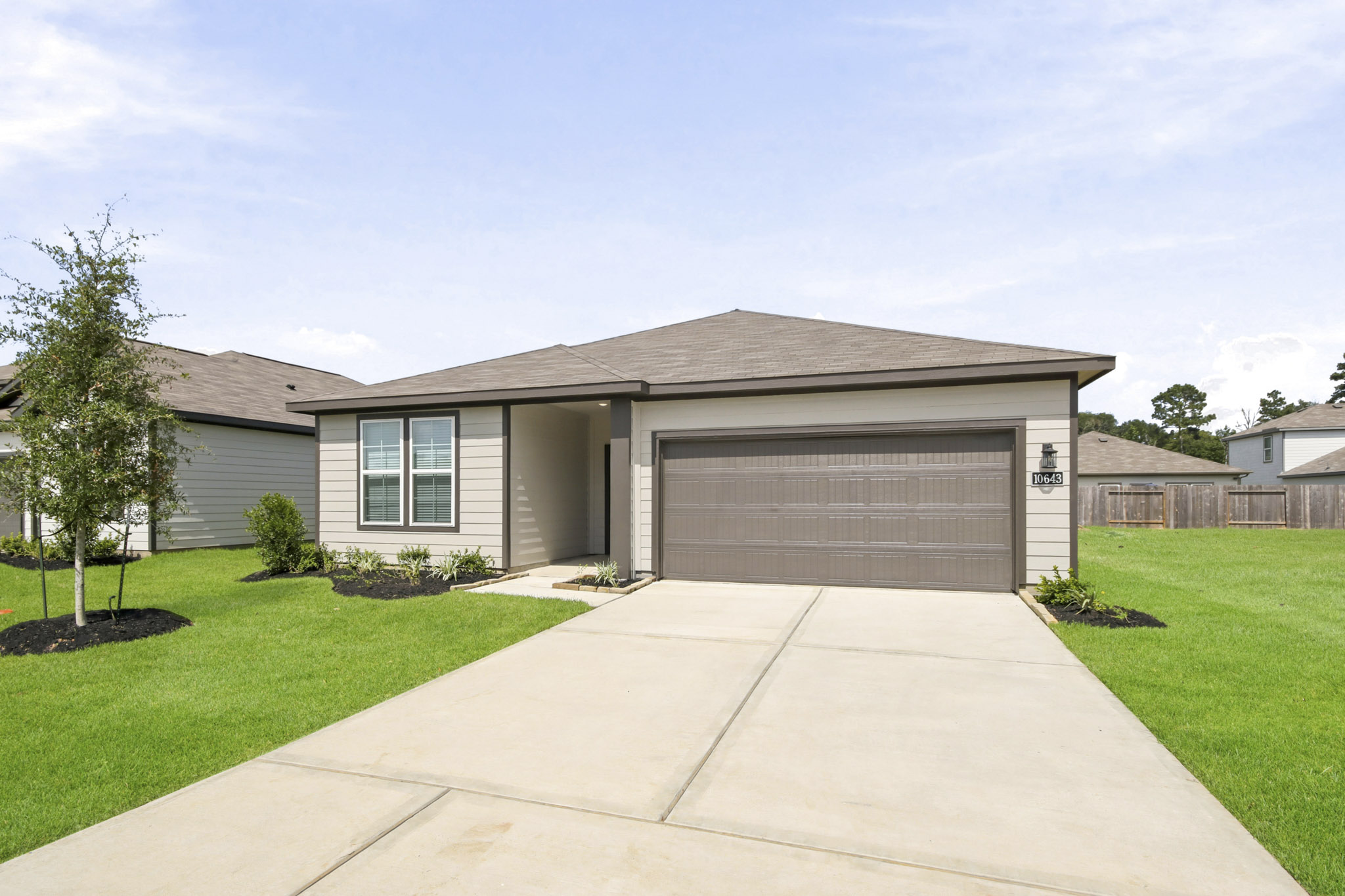 A house with a garage.