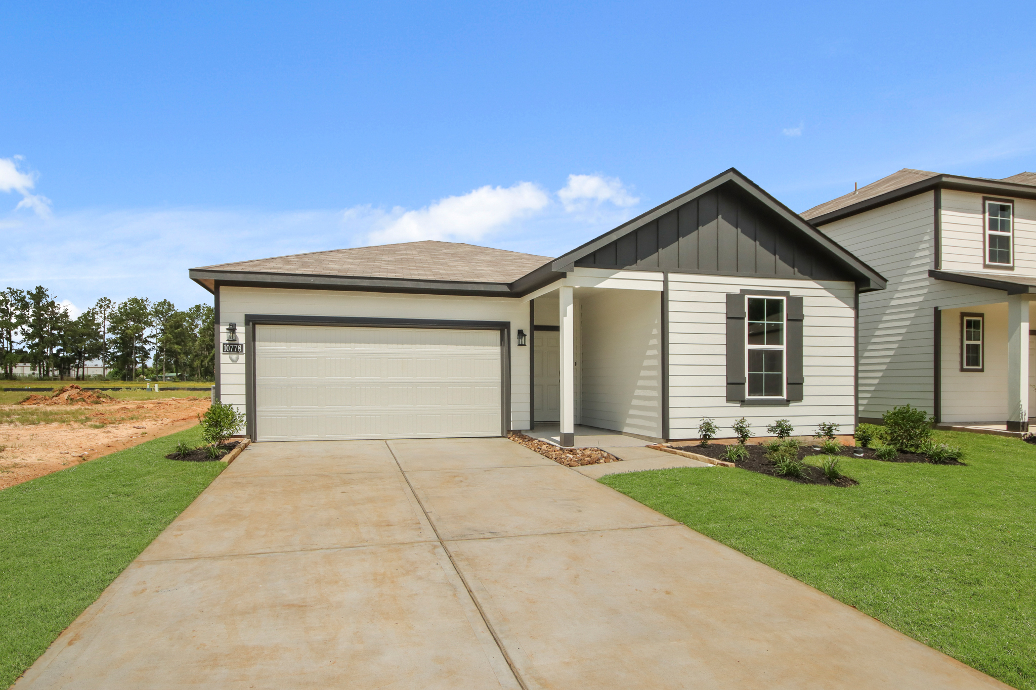 A house with a garage.