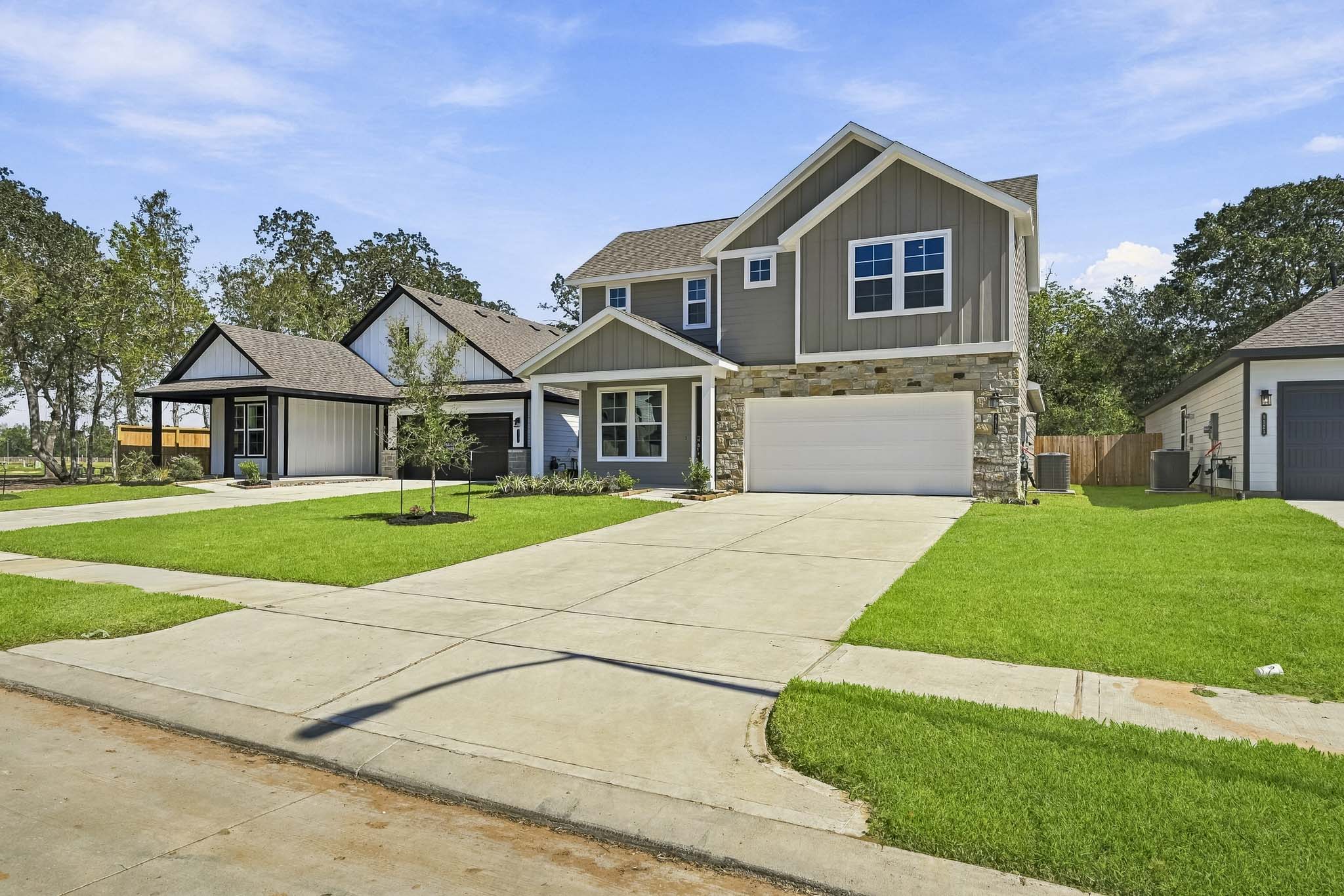 A house with a driveway.