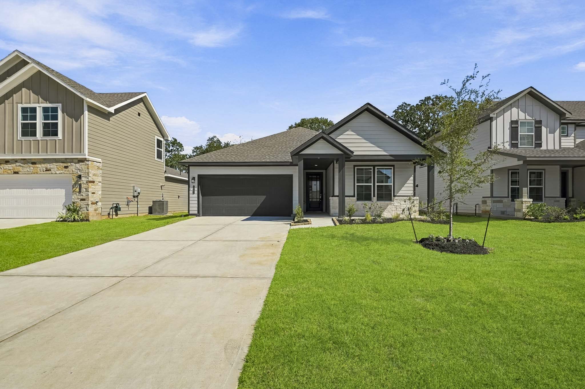 A house with a driveway.