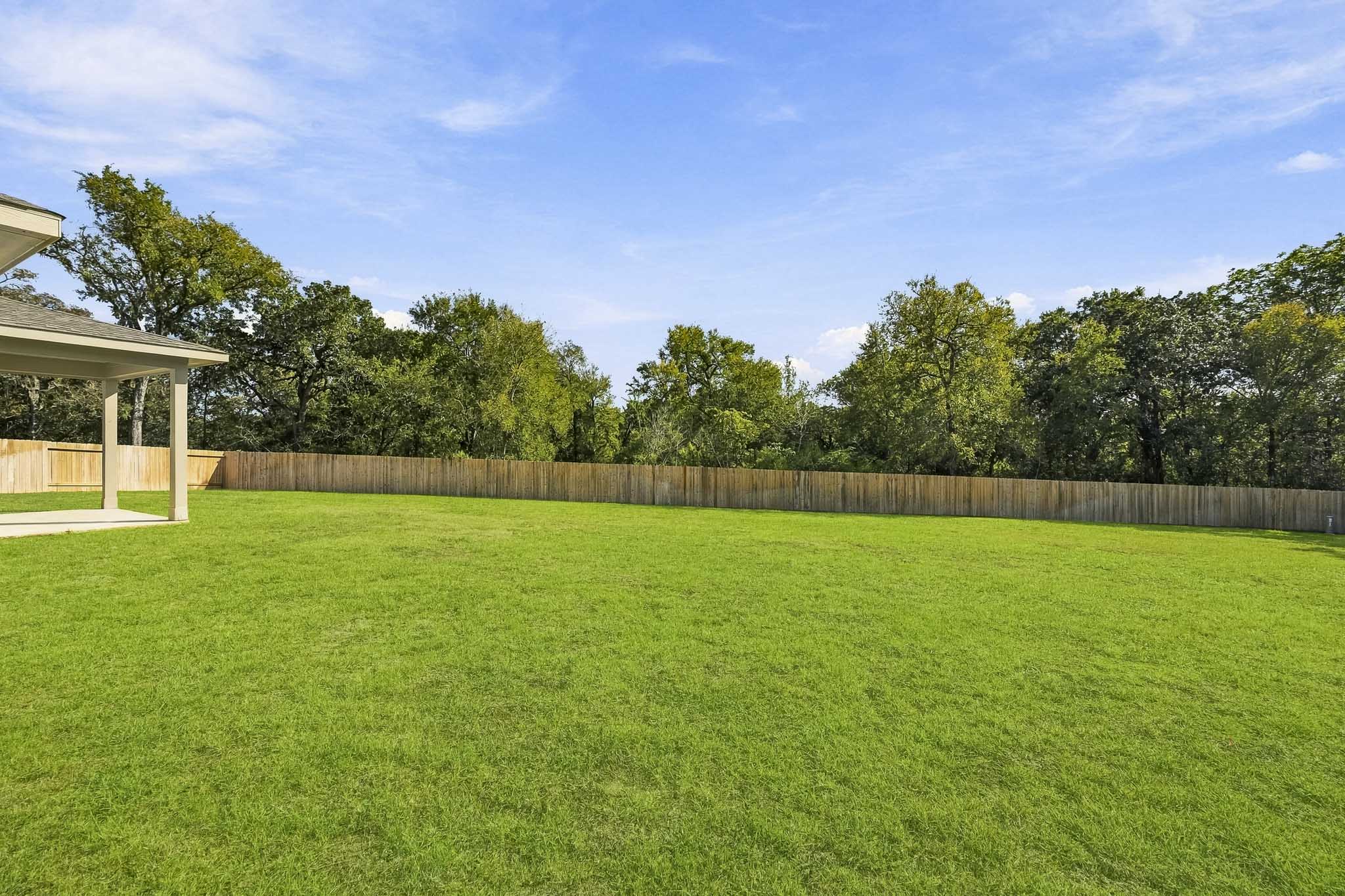 A large green field.