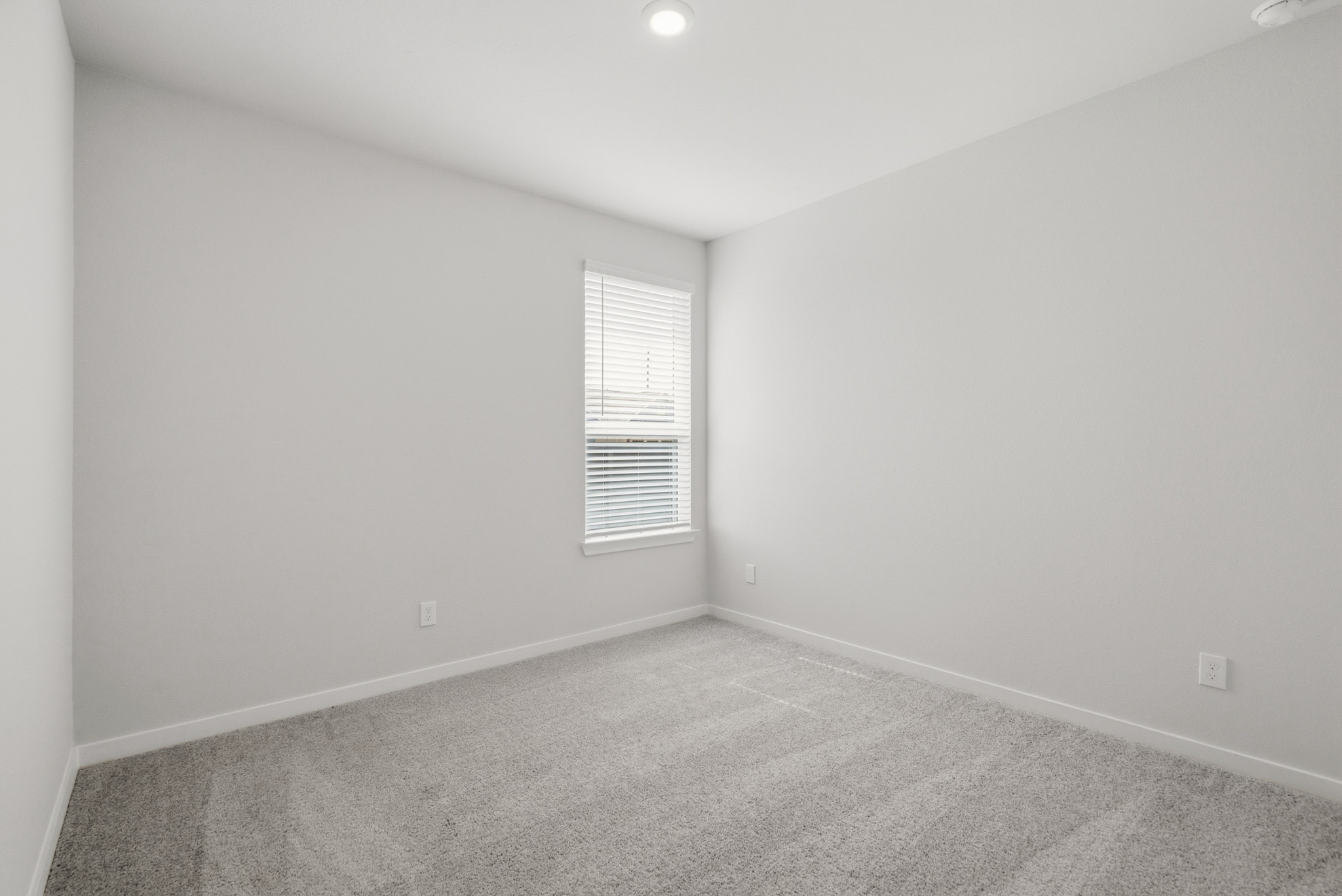 A room with a window and a carpet.