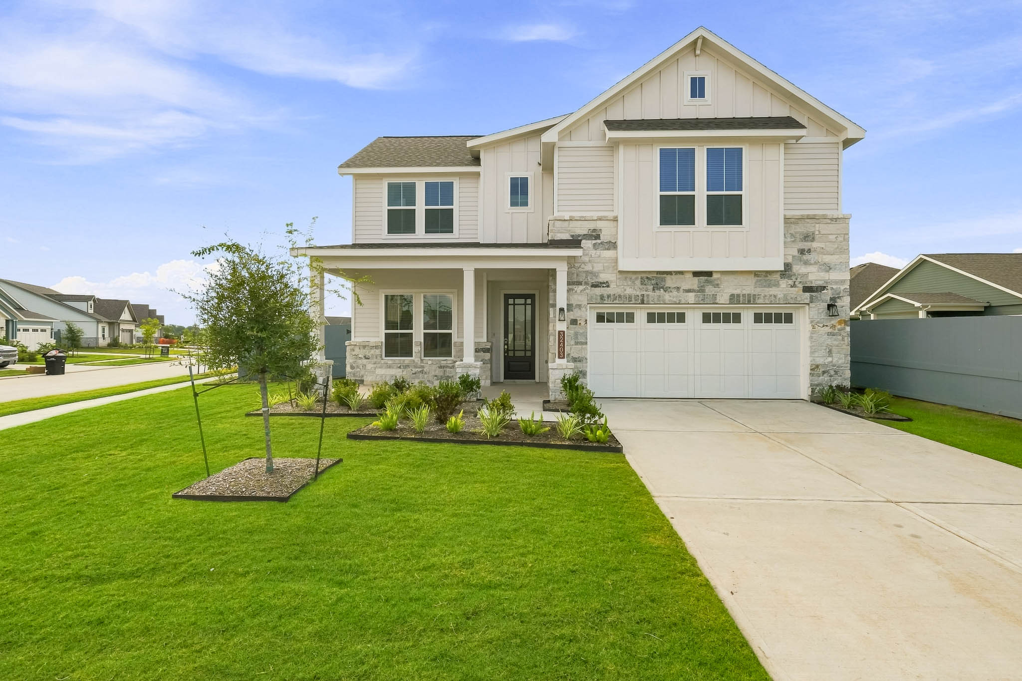 A house with a driveway.