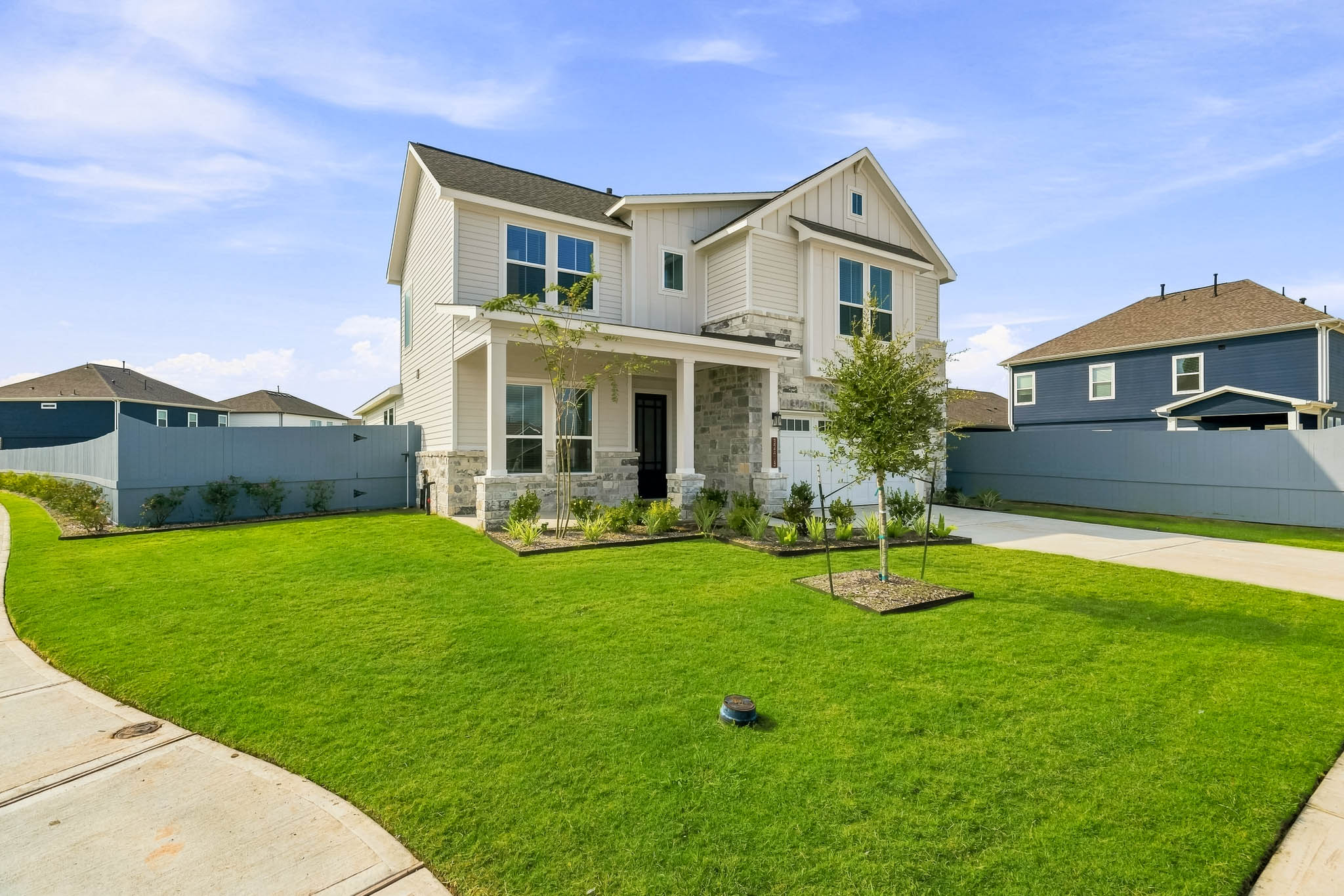A house with a lawn.