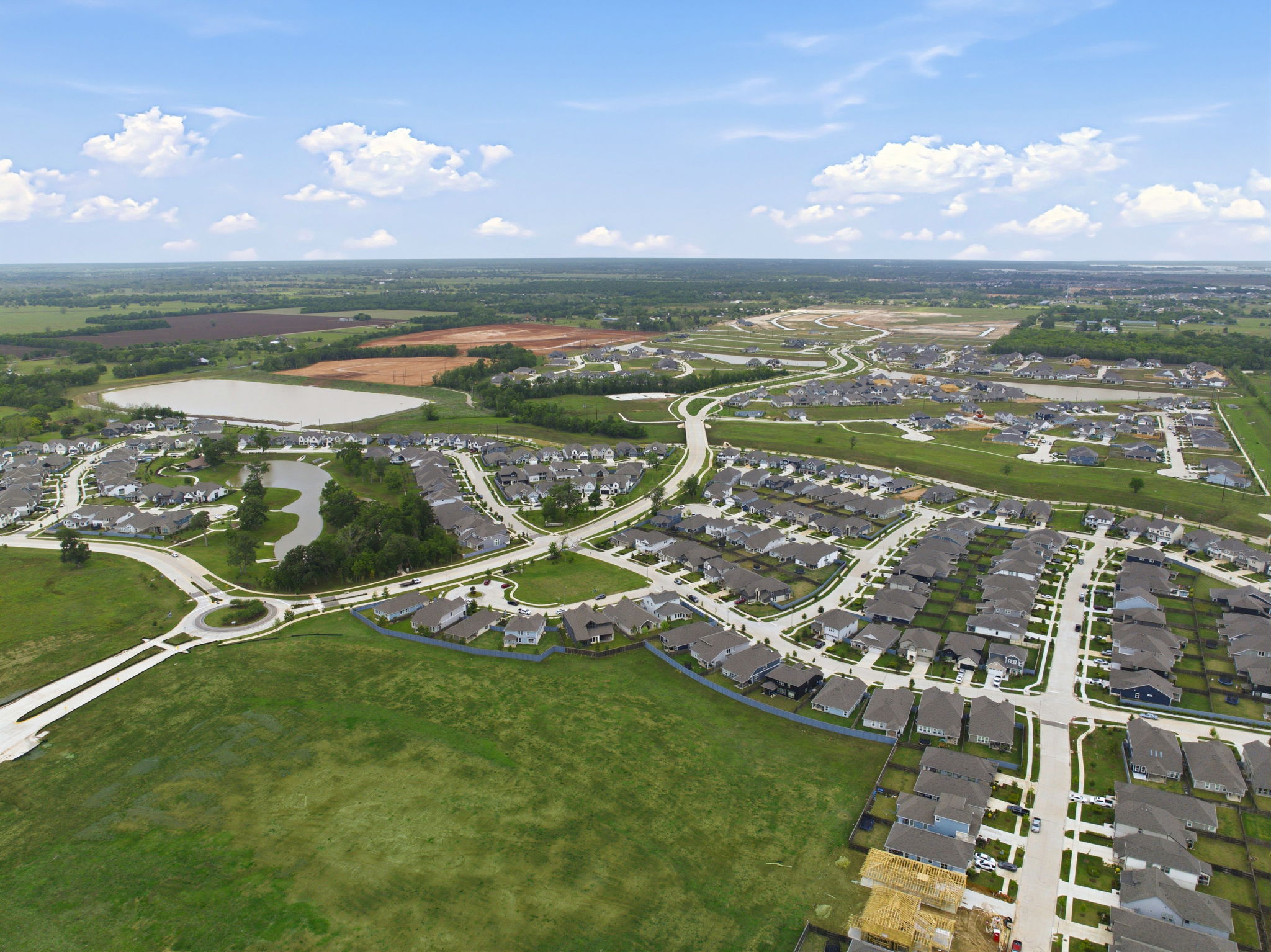An aerial view of a city.