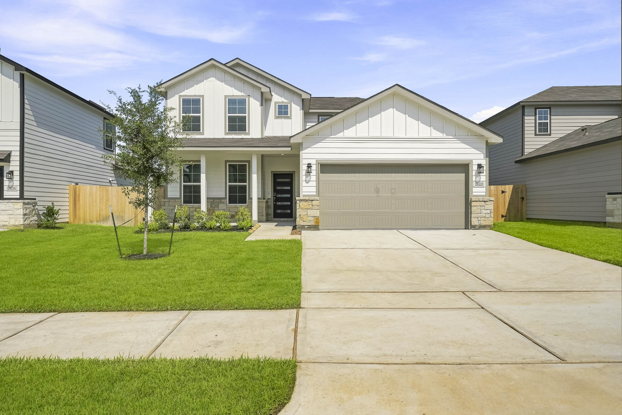 A house with a garage.