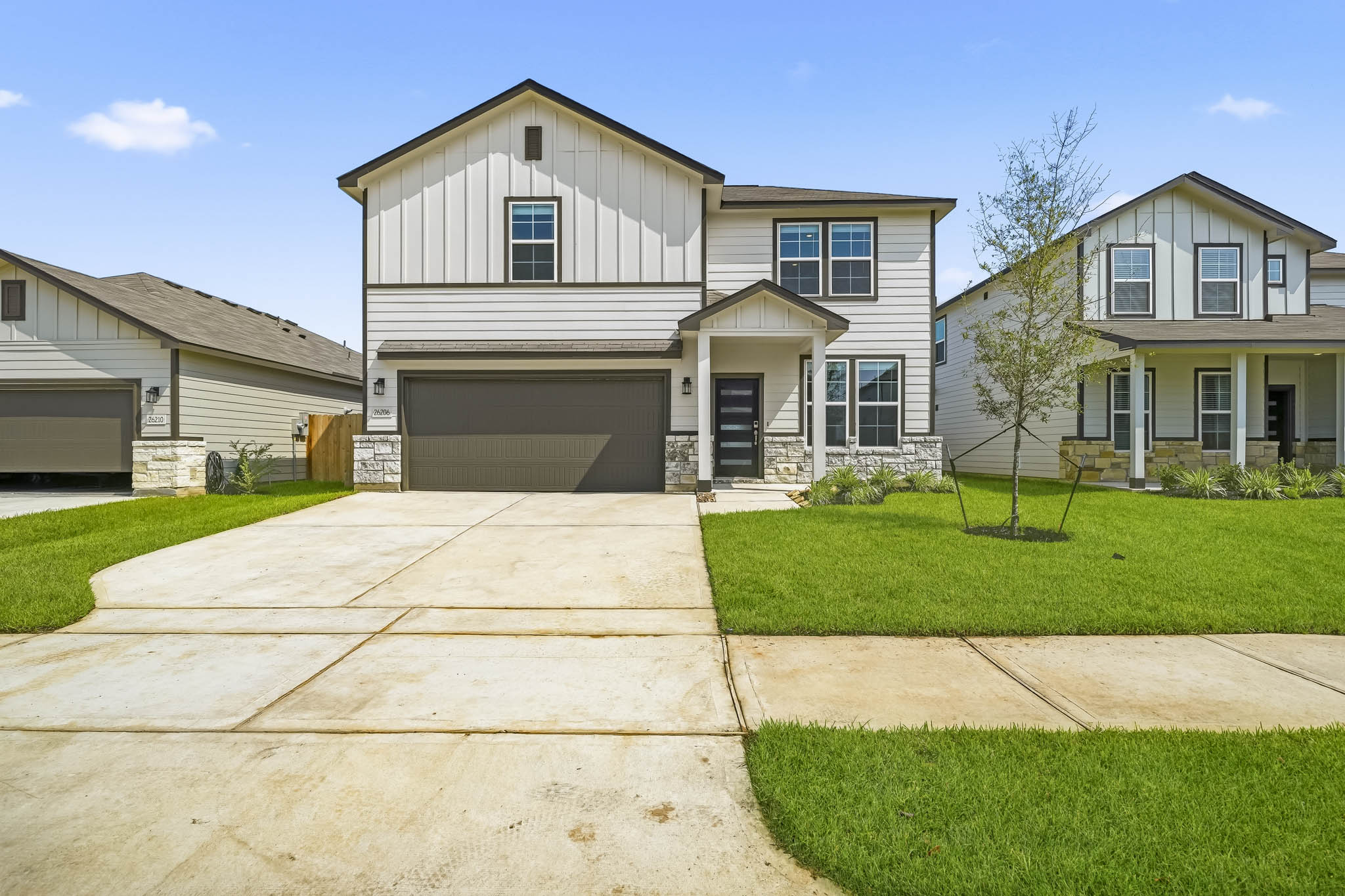 A house with a garage.