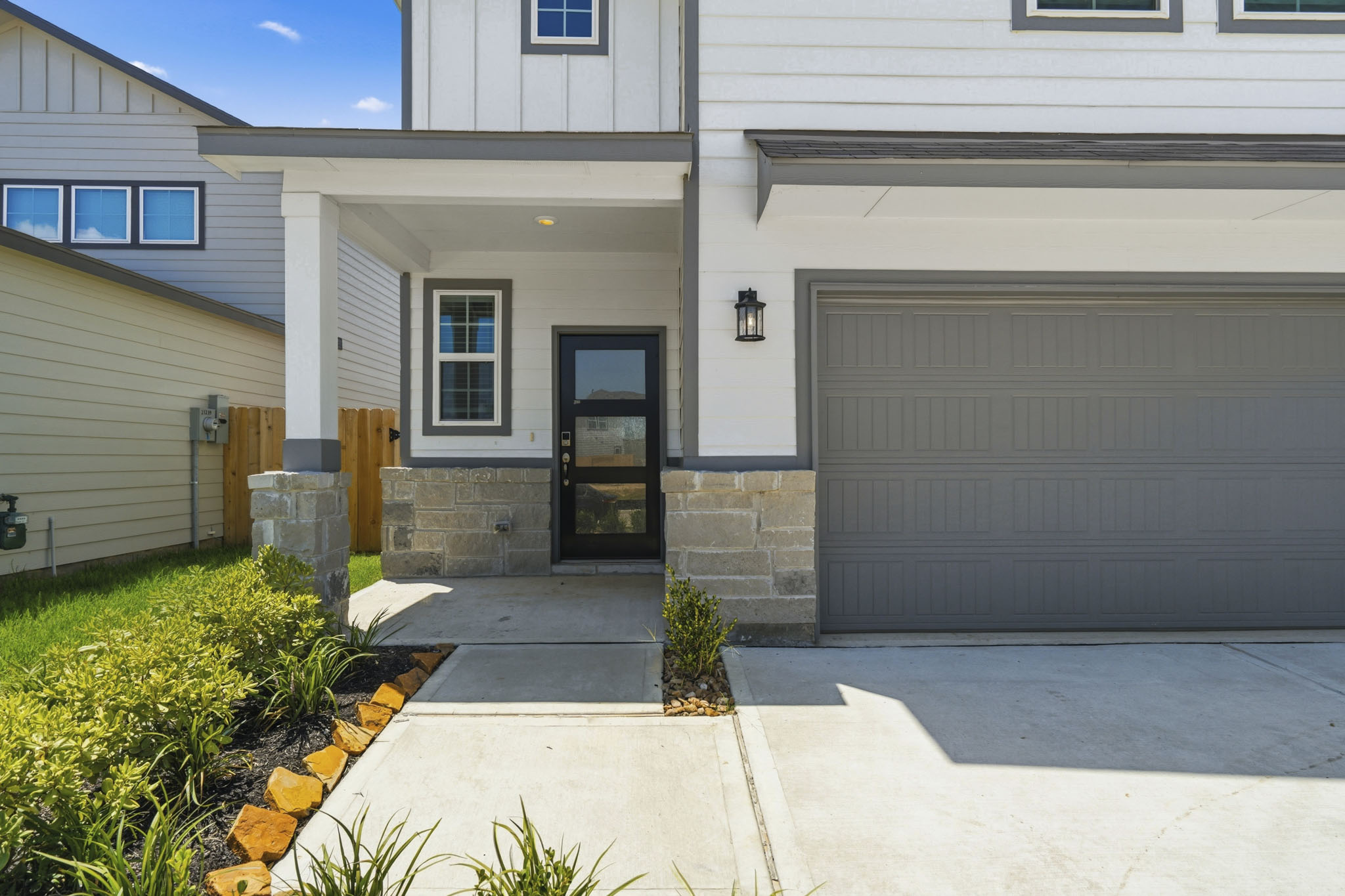 A garage with a door and a garage.