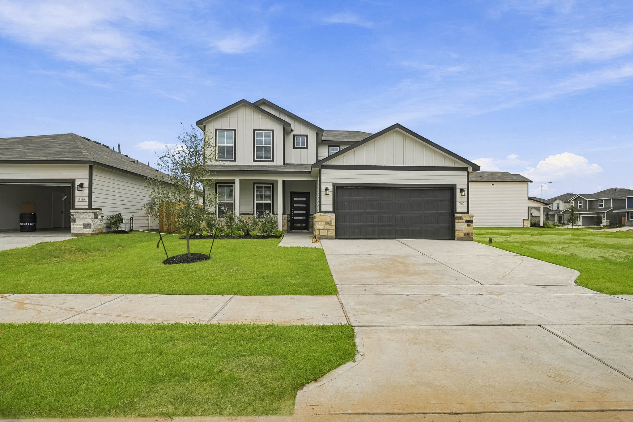 A house with a driveway.
