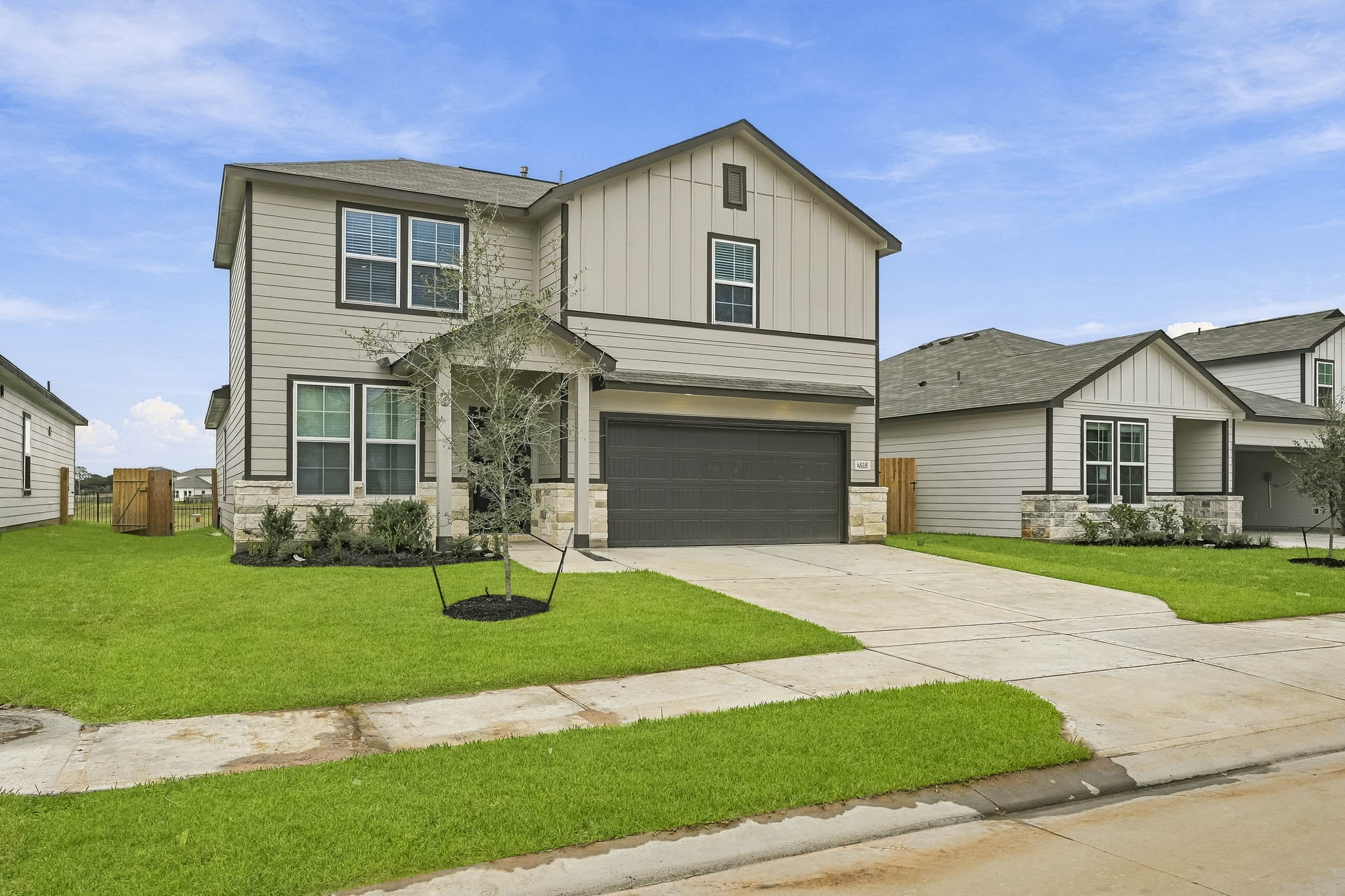 A house with a driveway.