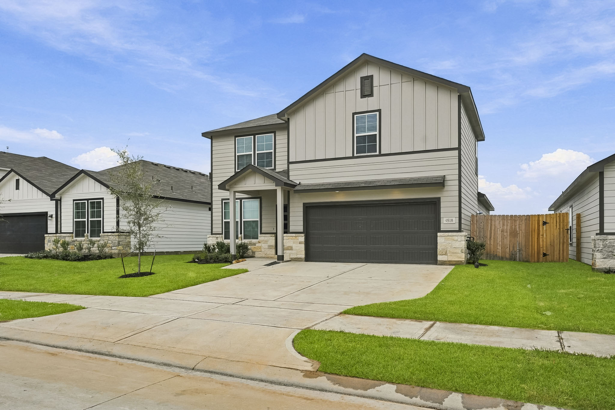 A house with a garage.