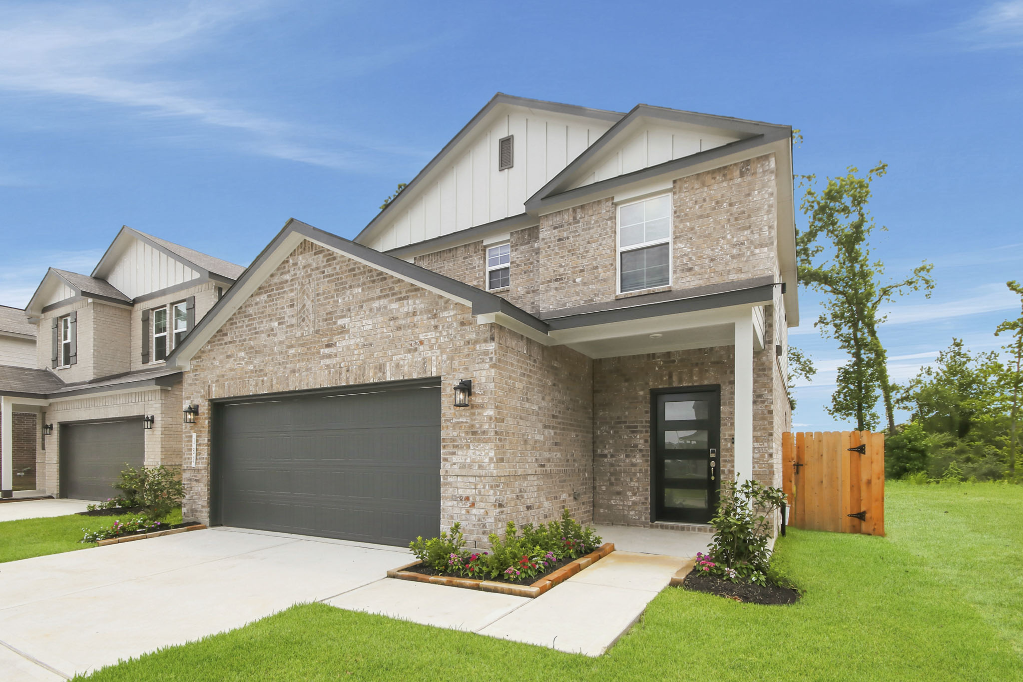 A house with a garage.