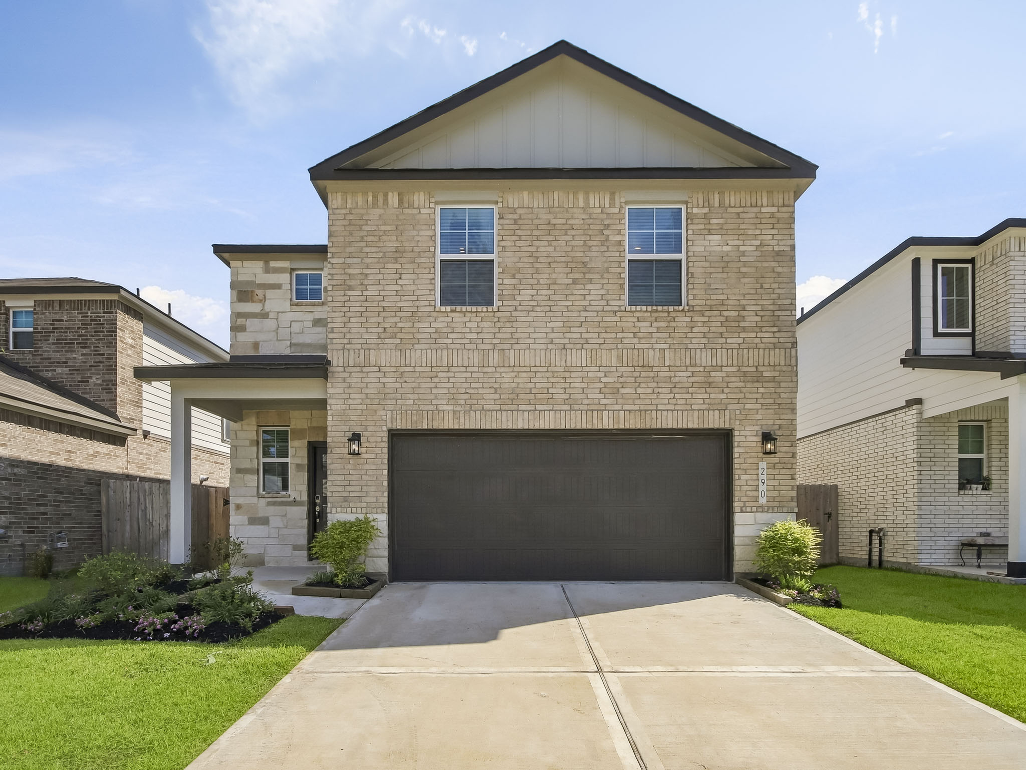 A house with a garage.