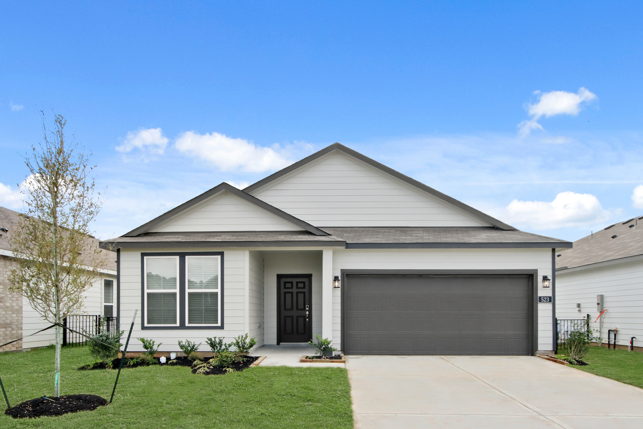 A house with a garage.