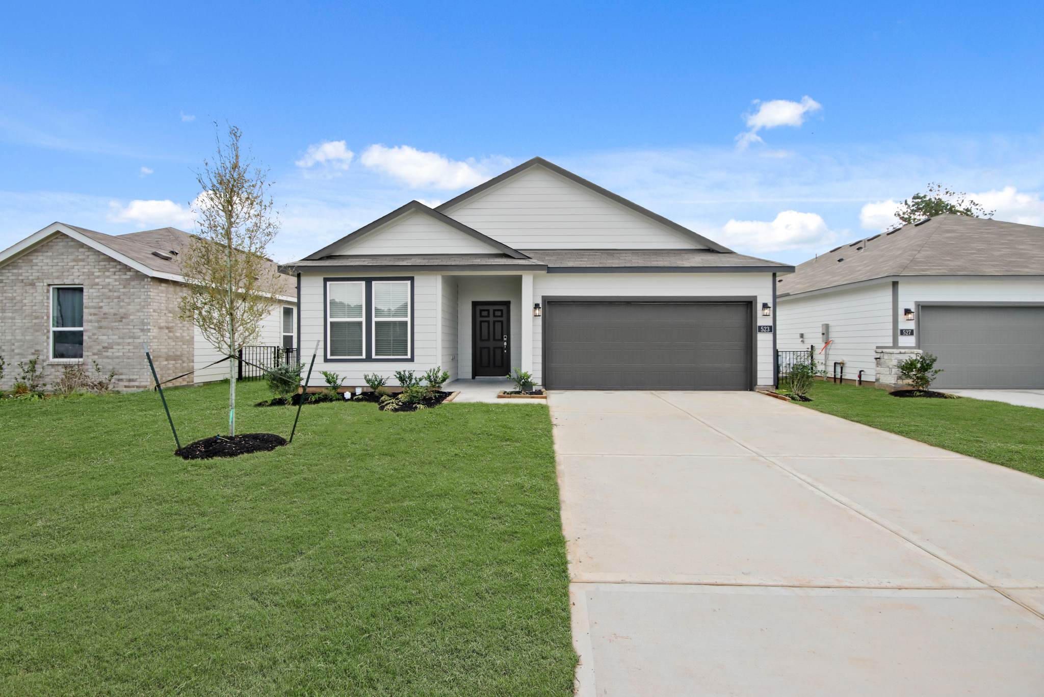 A house with a driveway.