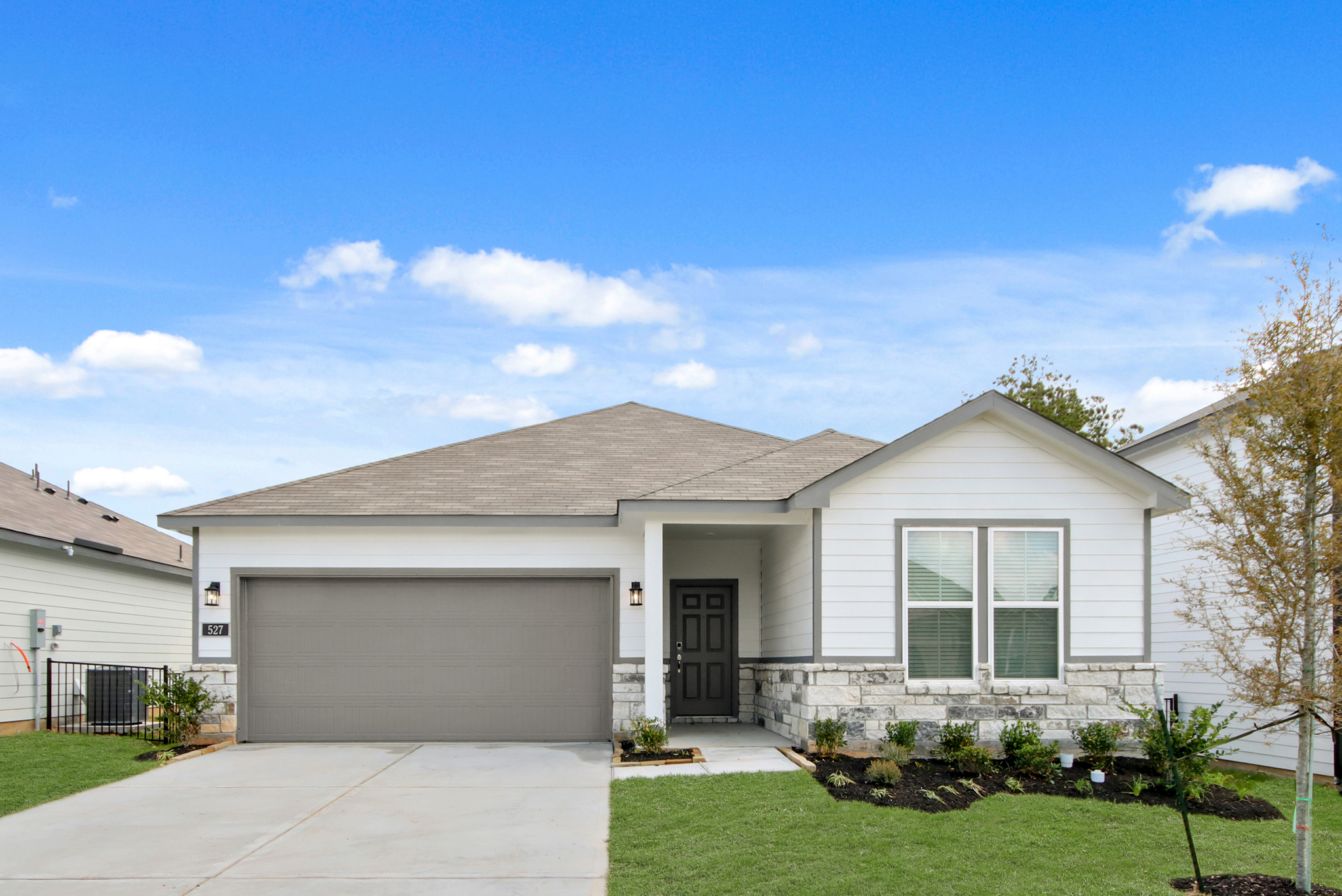 A house with a garage.