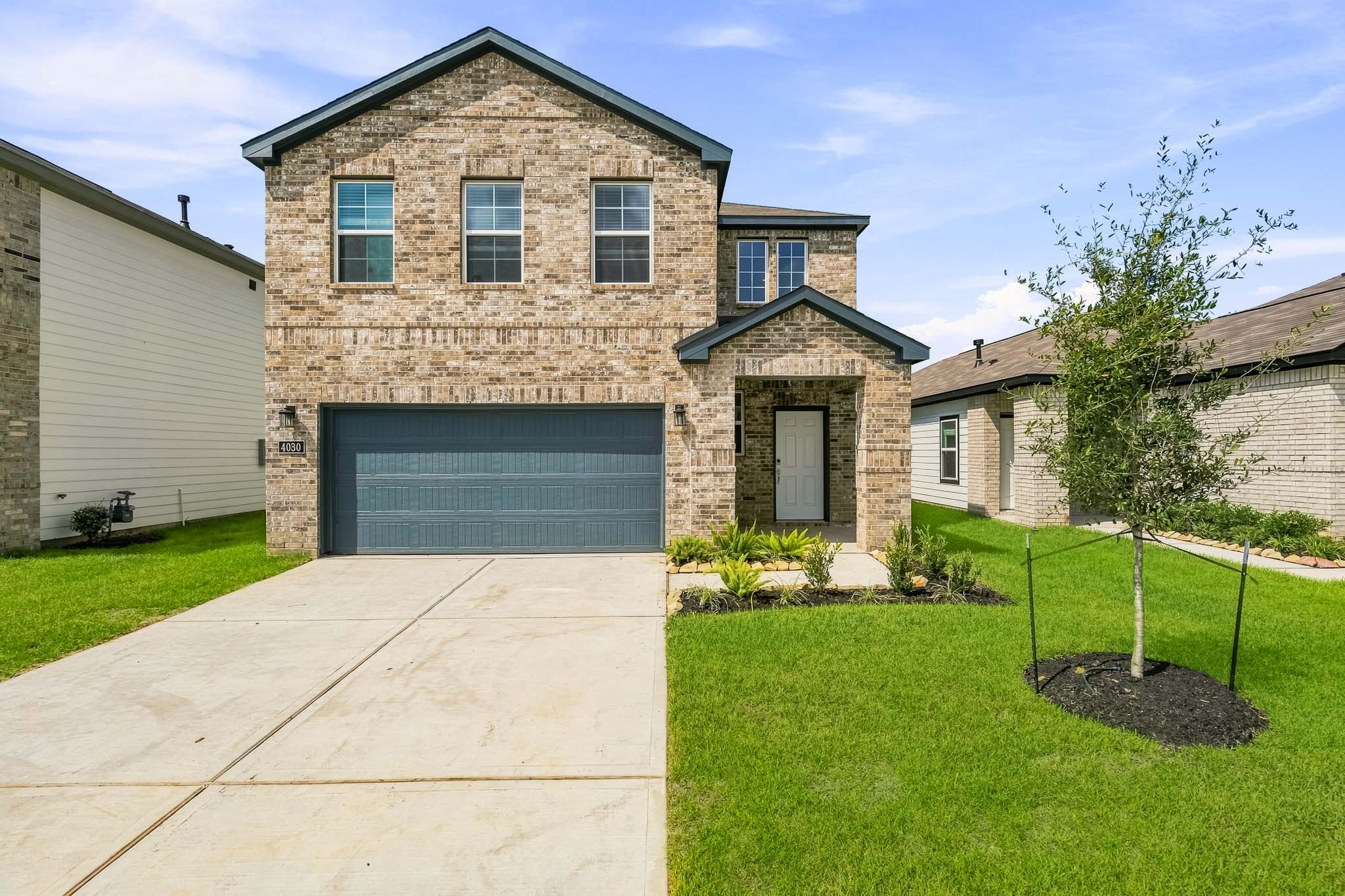A house with a garage.