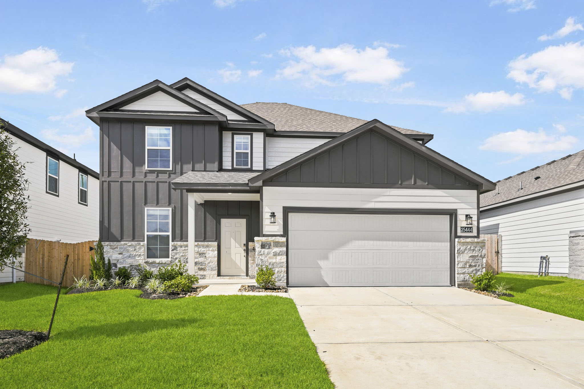 A house with a garage.