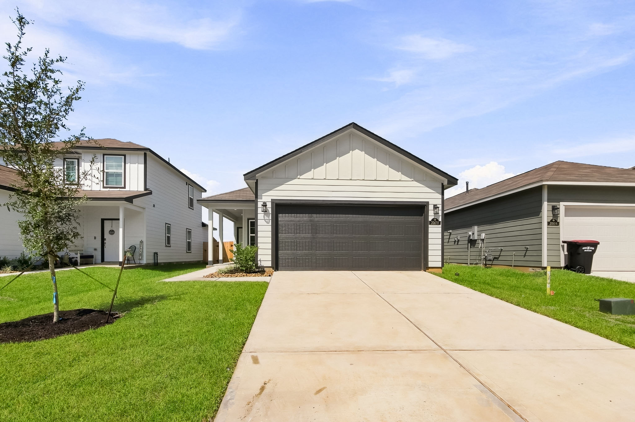 A house with a garage.