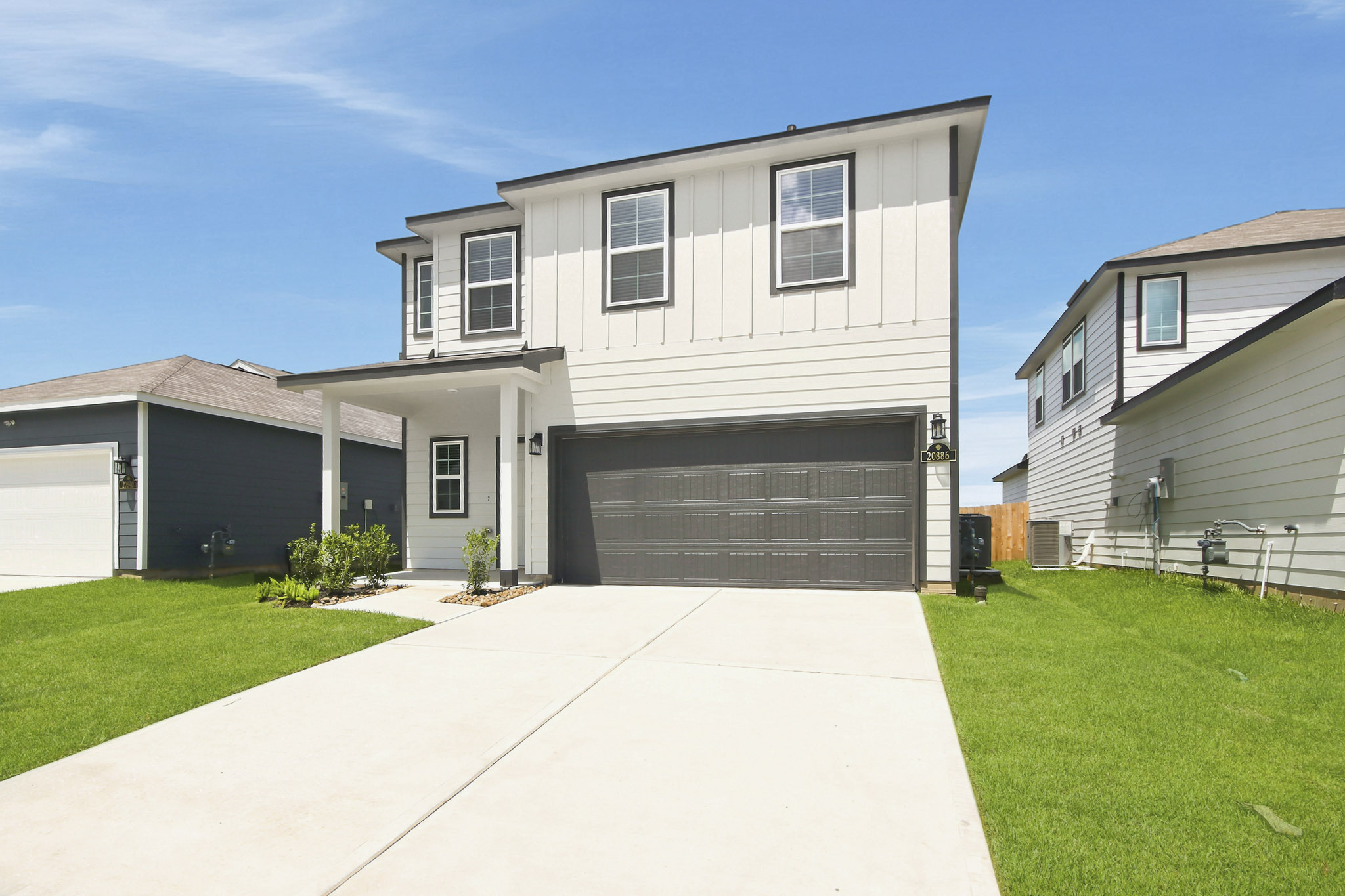 A house with a garage.