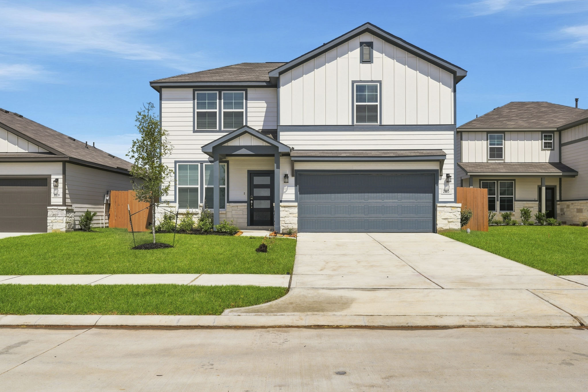 A house with a driveway.
