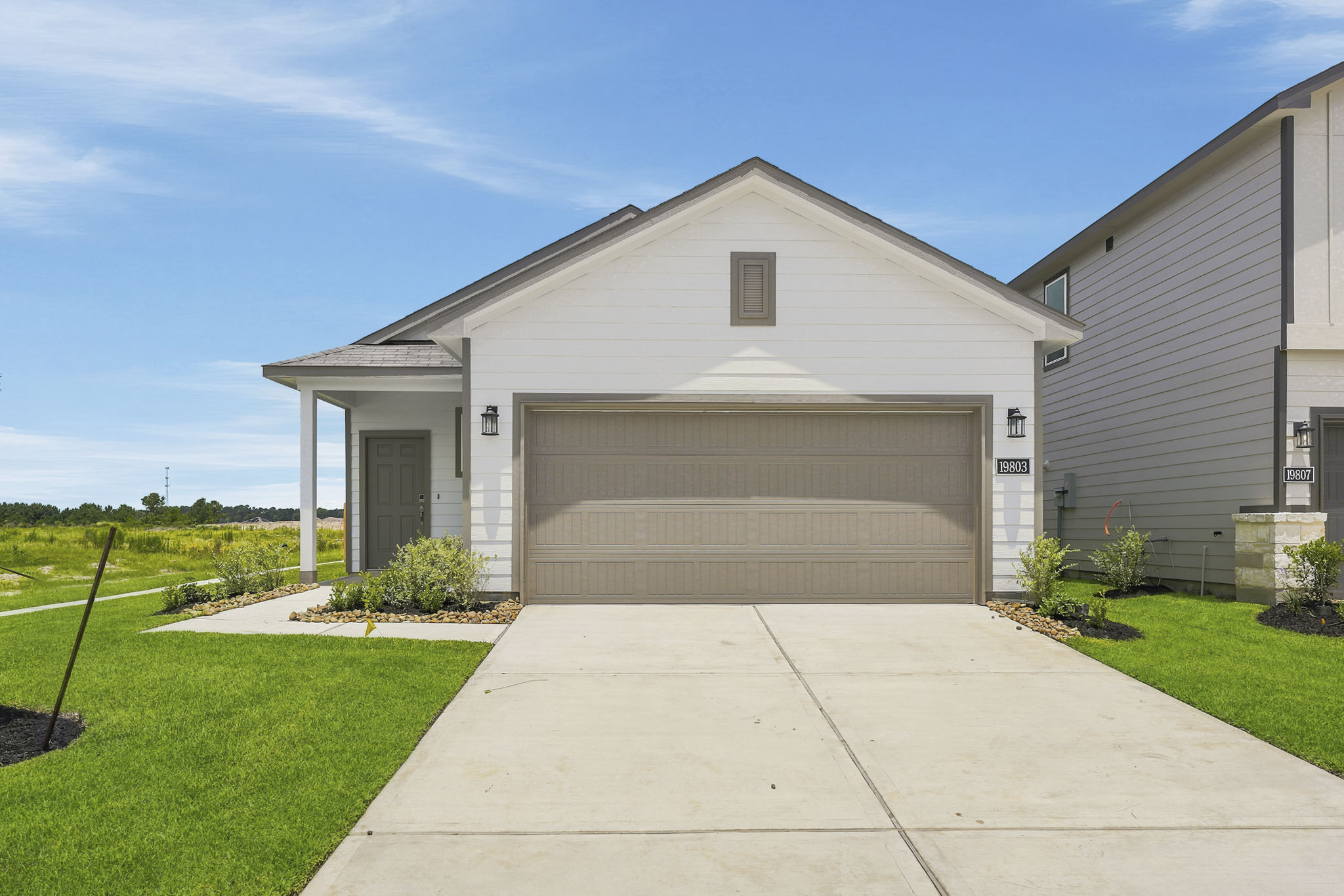 A house with a garage.