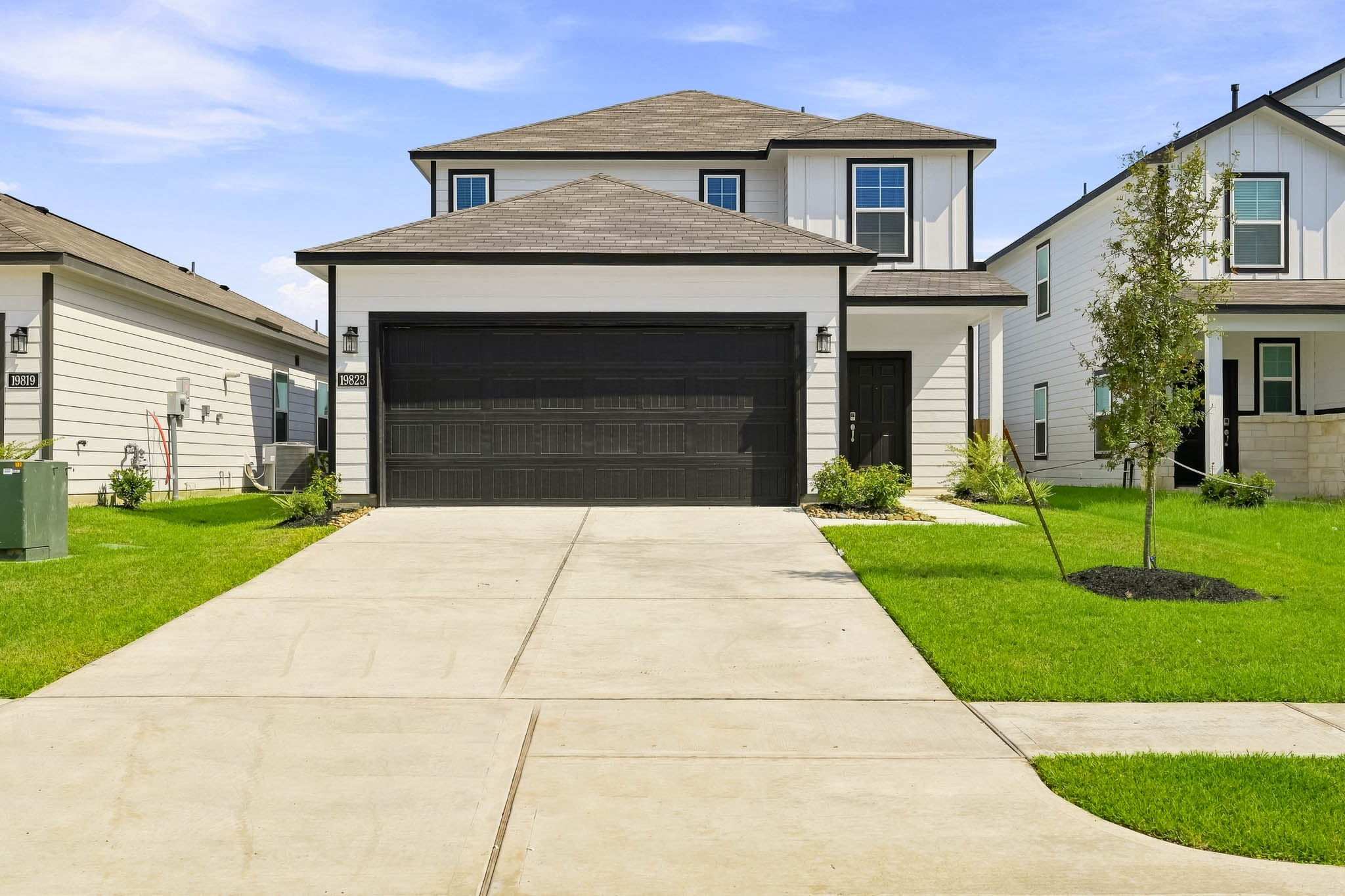 A house with a garage.