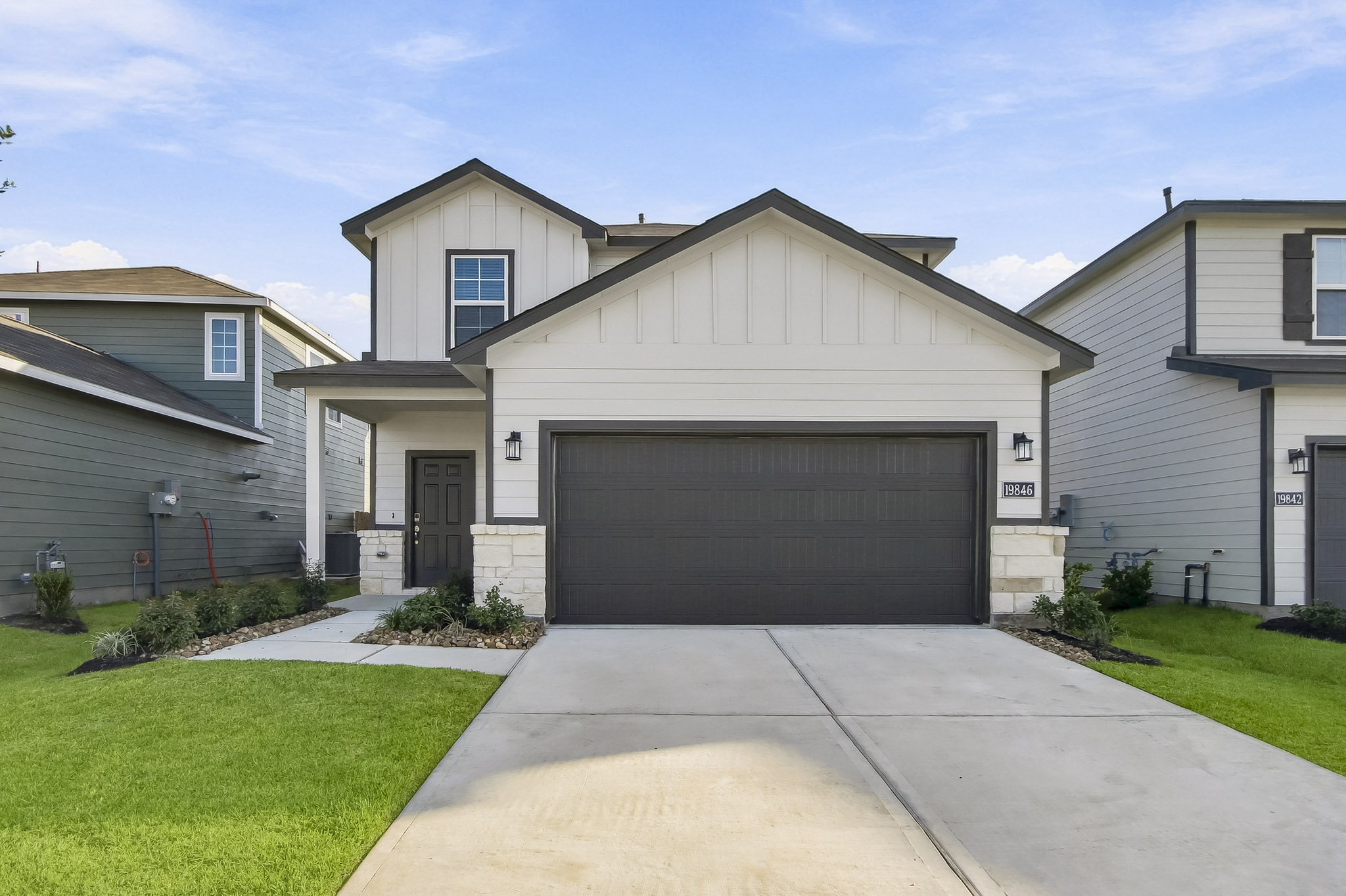 A garage in a neighborhood.