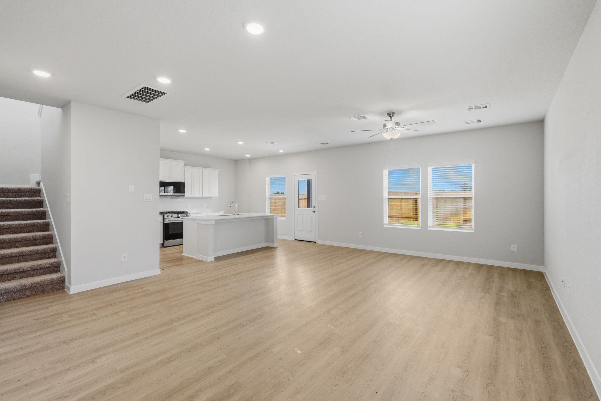 A large empty living room.