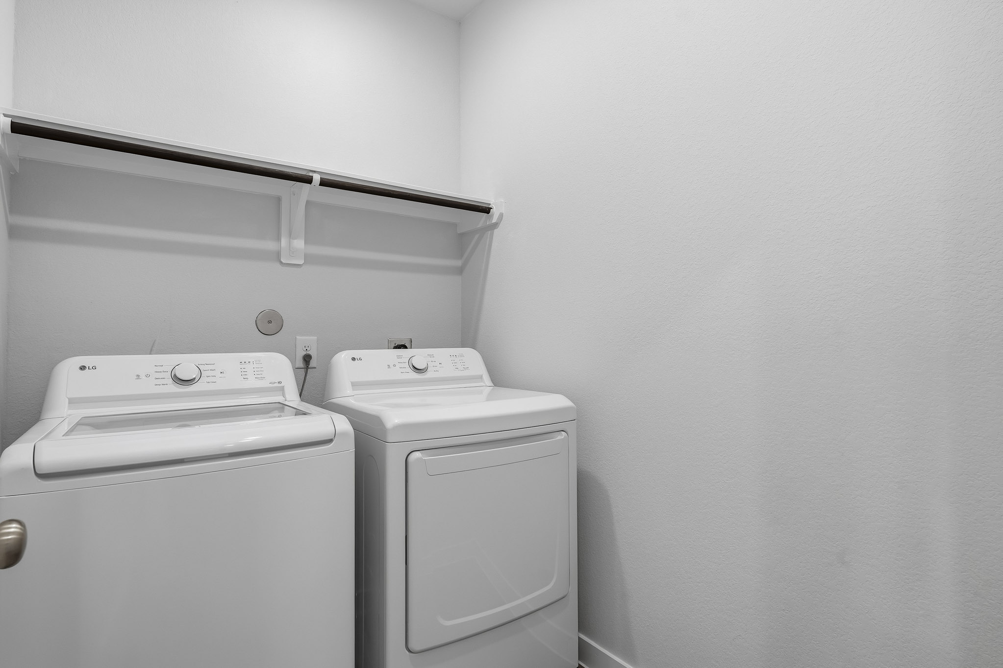 A washing machine and dryer.