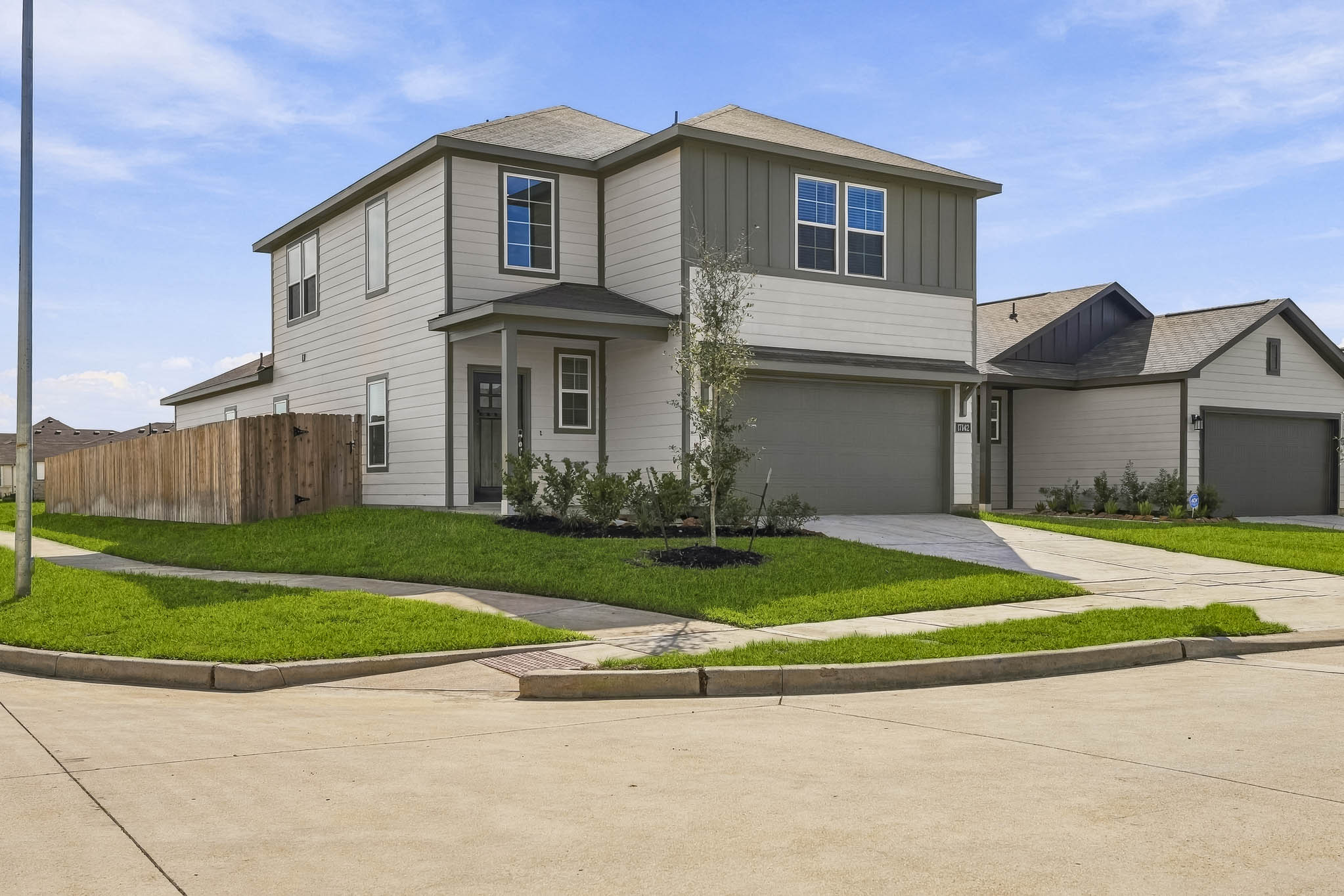 A house with a driveway.