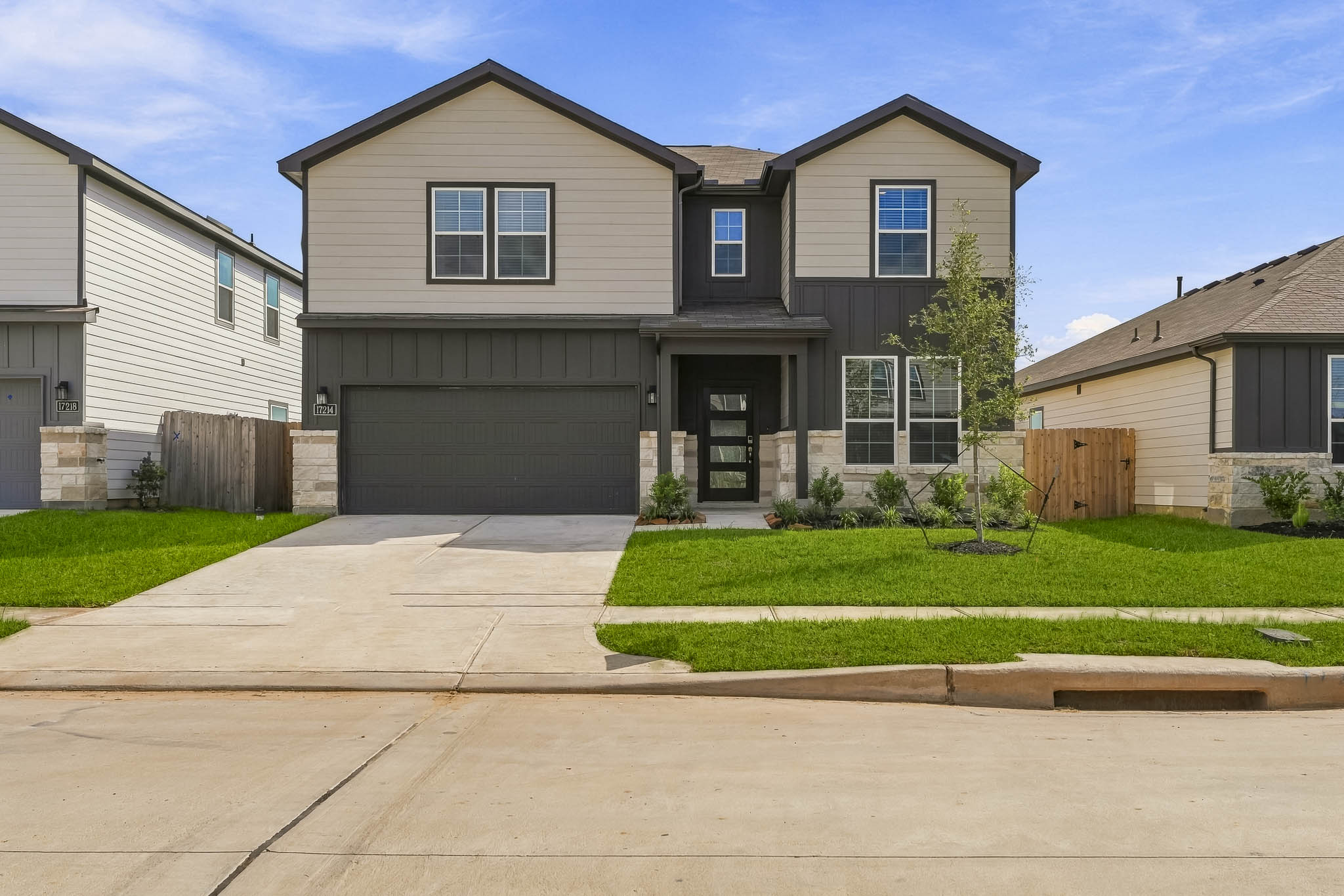 A house with a driveway.