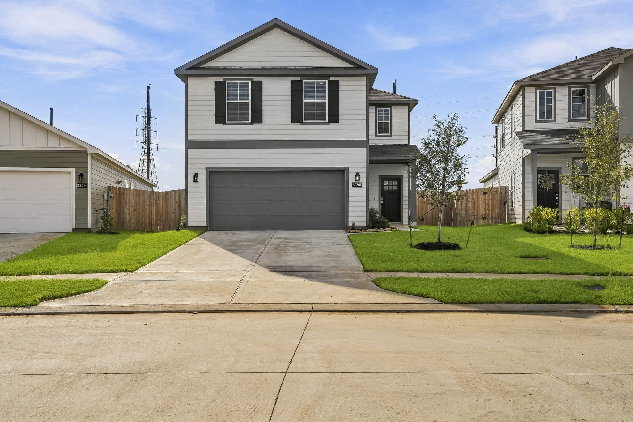 A house with a driveway.