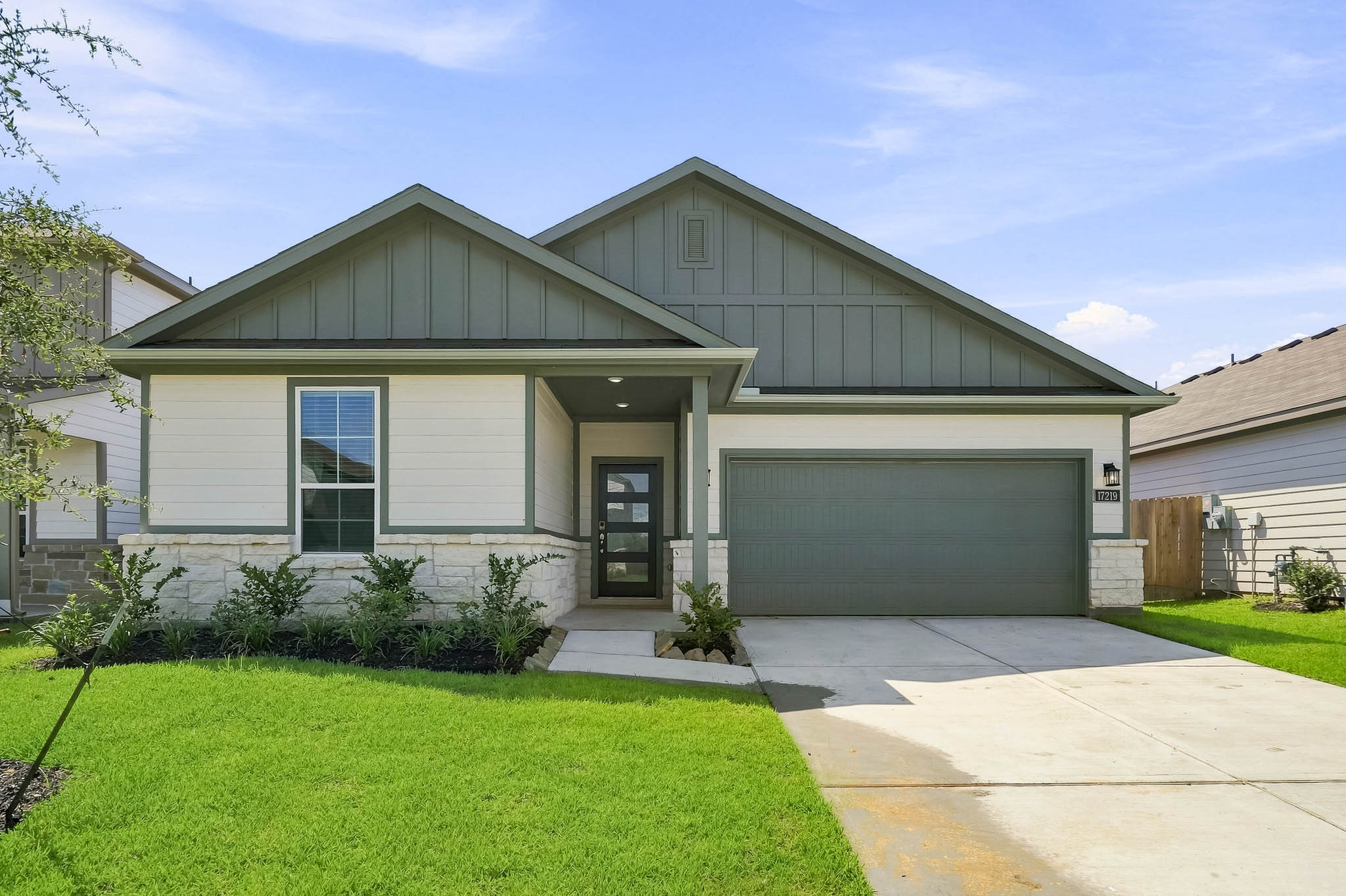 A house with a garage.
