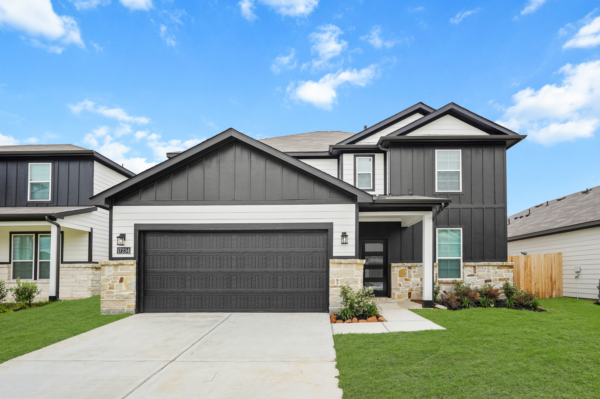 A house with a garage.