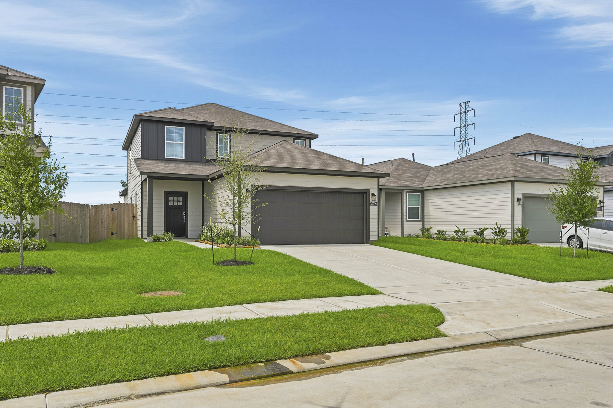 A house with a driveway.