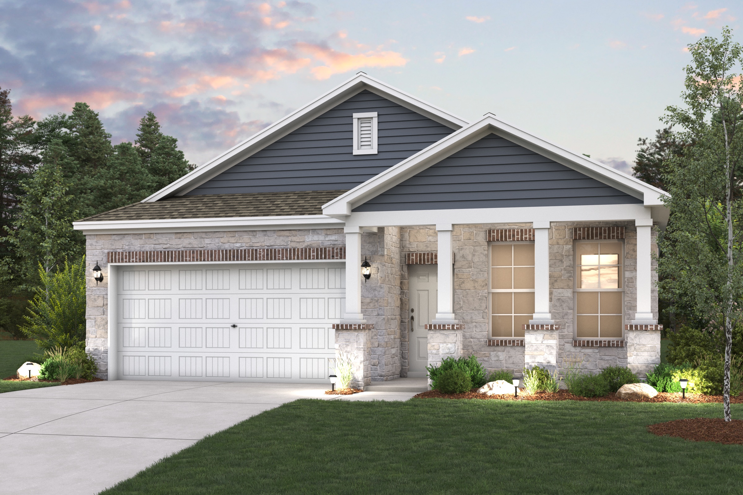 A house with a large front yard.